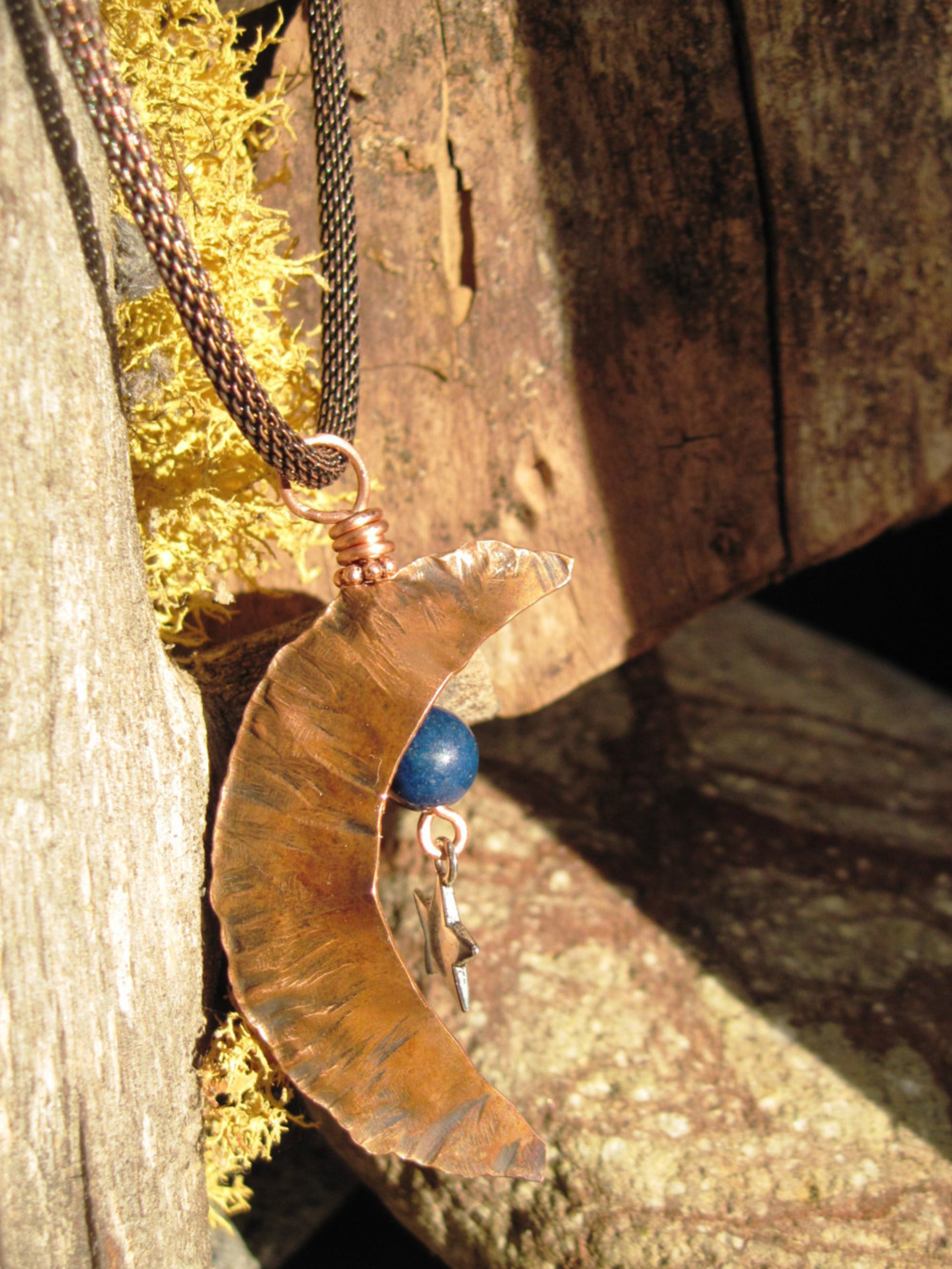 moon gemstone copper pendant