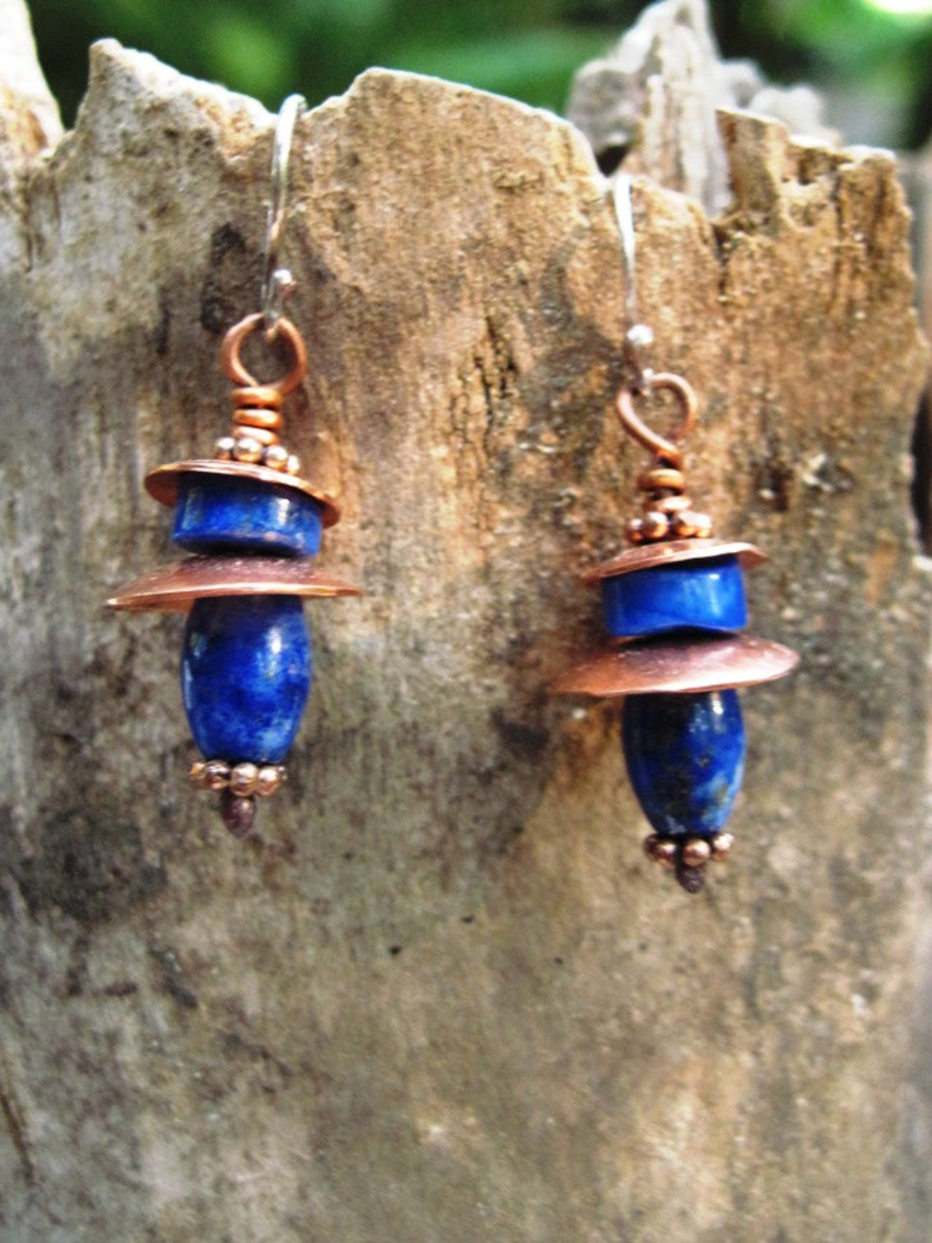 gemstone tribal dangle earrings with copper