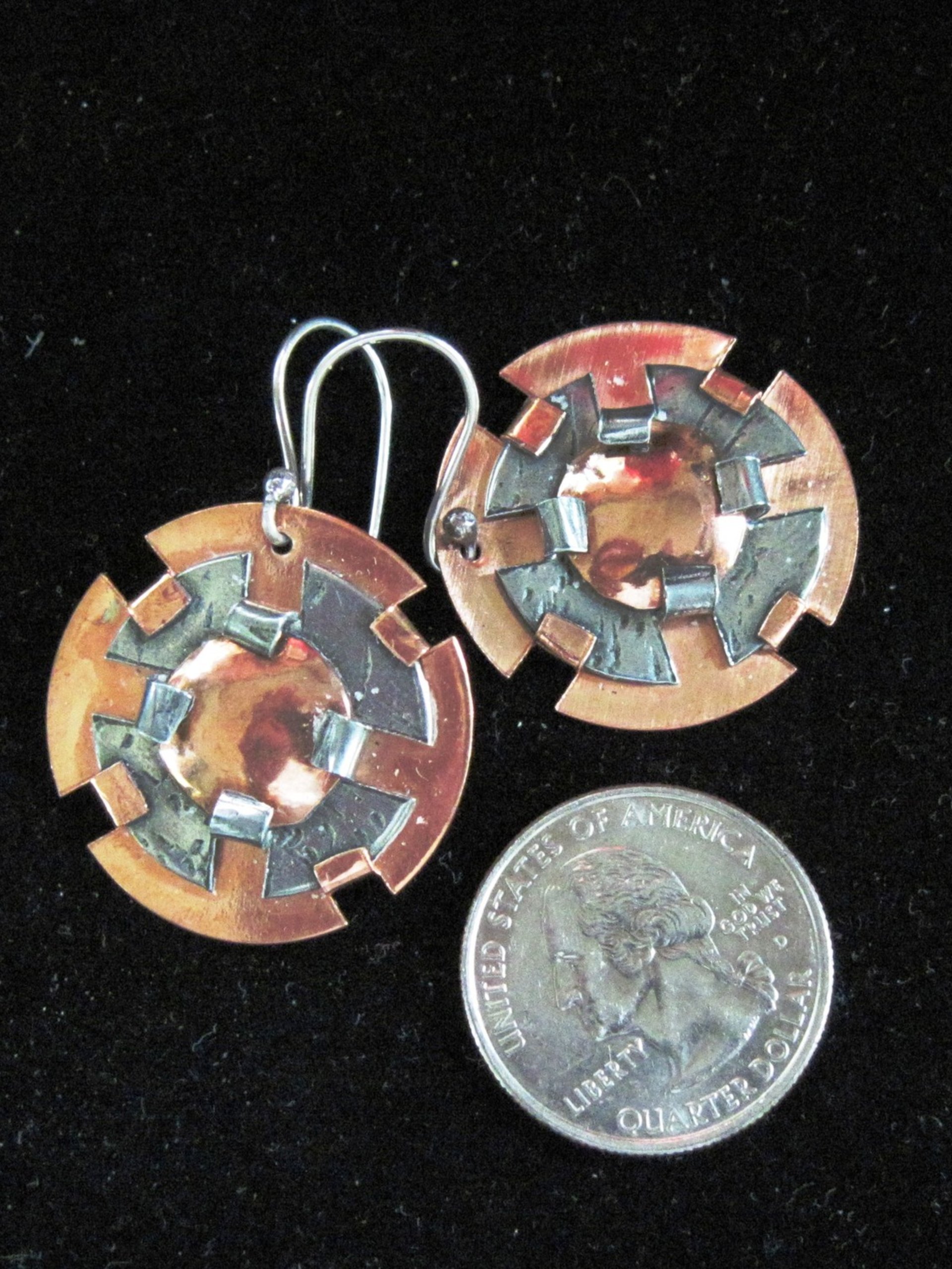 Mixed Metal Earrings-l  Copper and German silver