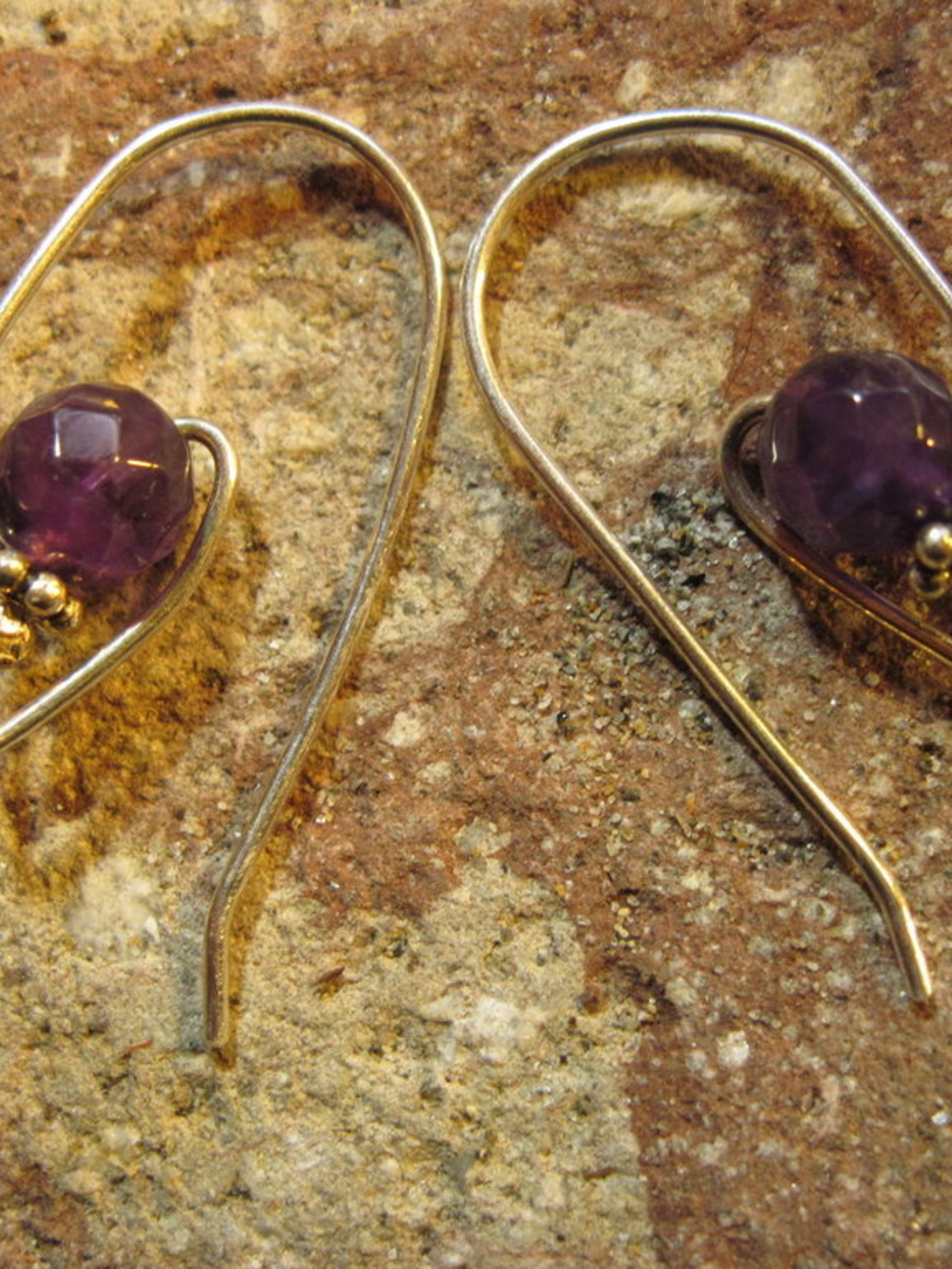 Amethyst gemstone and sterling hoop