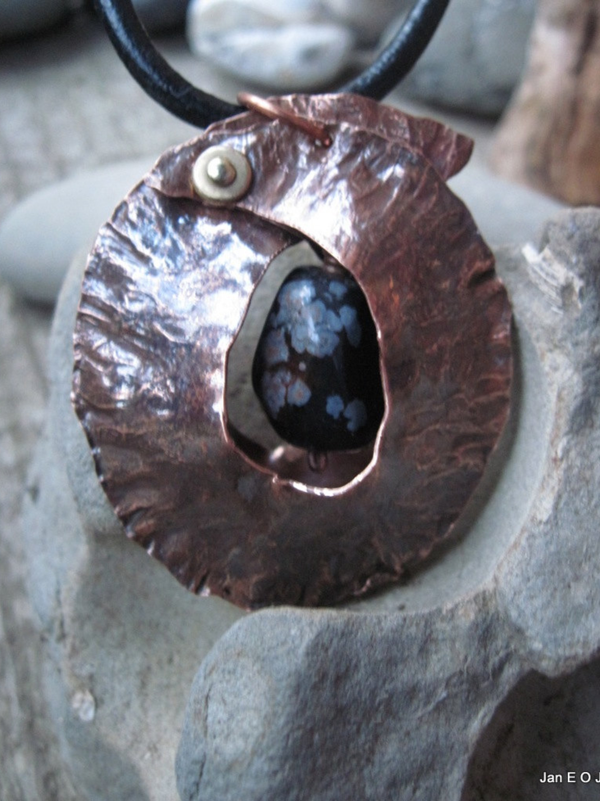Tribal copper fold form pendant