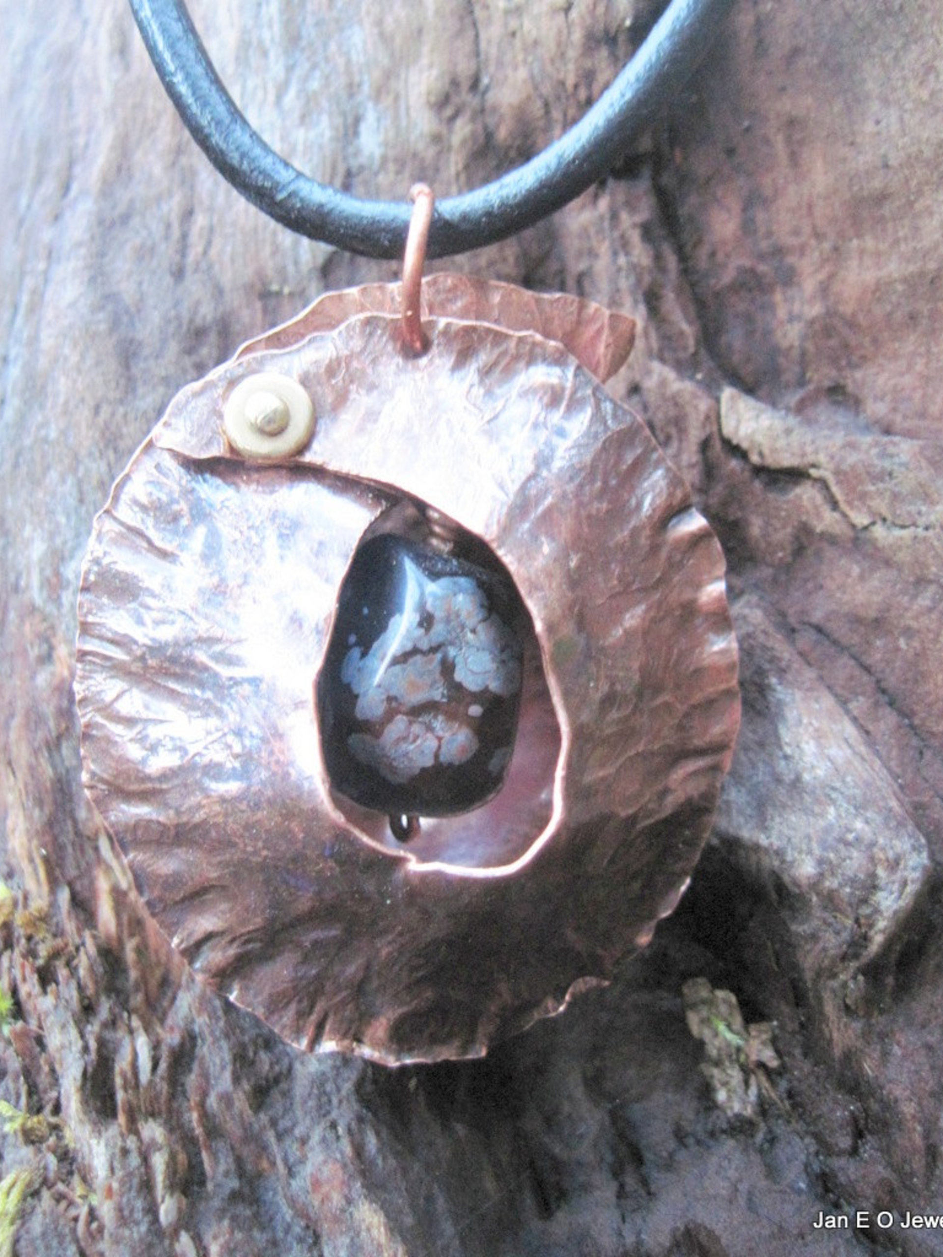 Tribal copper fold form pendant