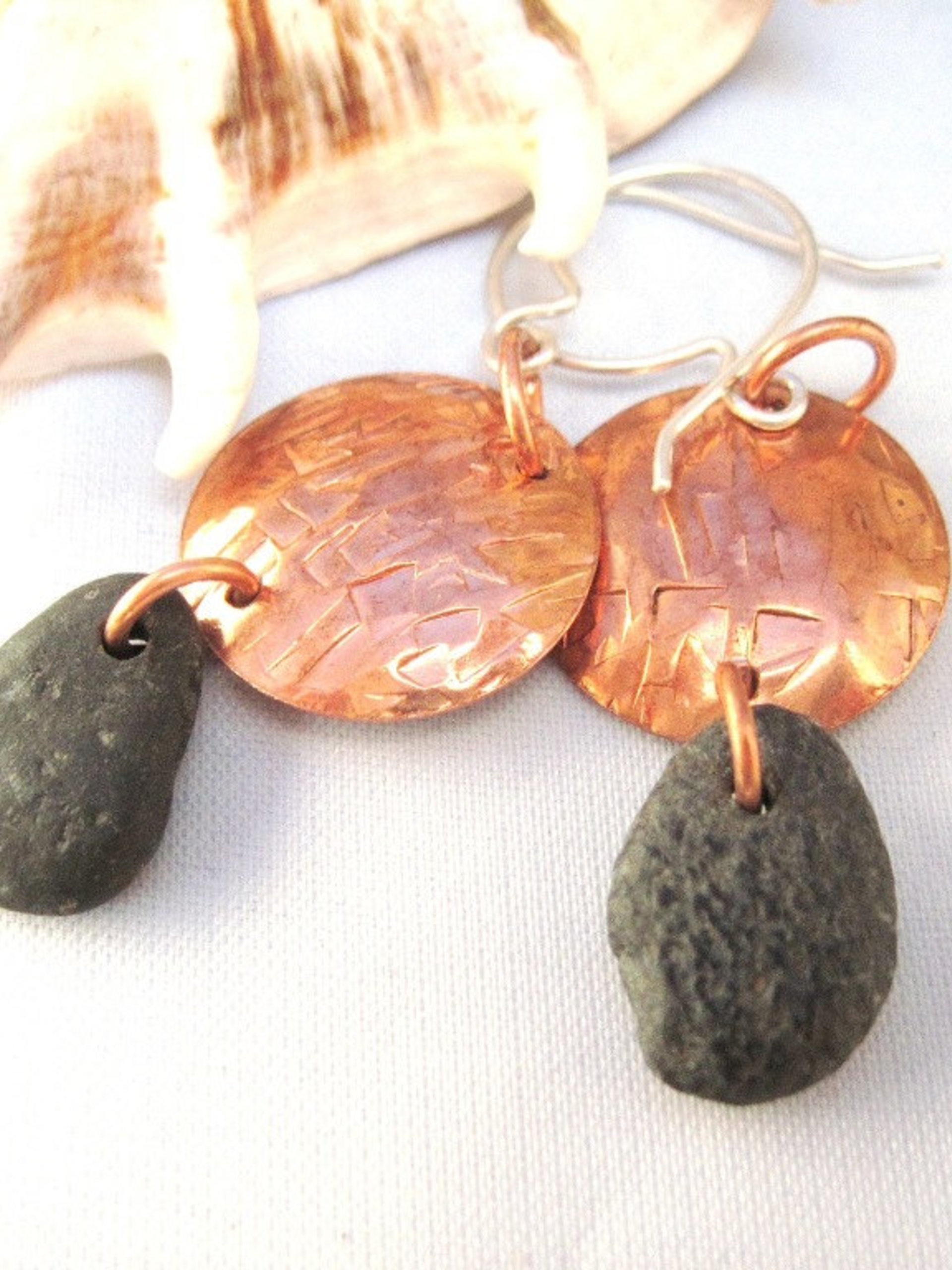 Natural beach rock earrings