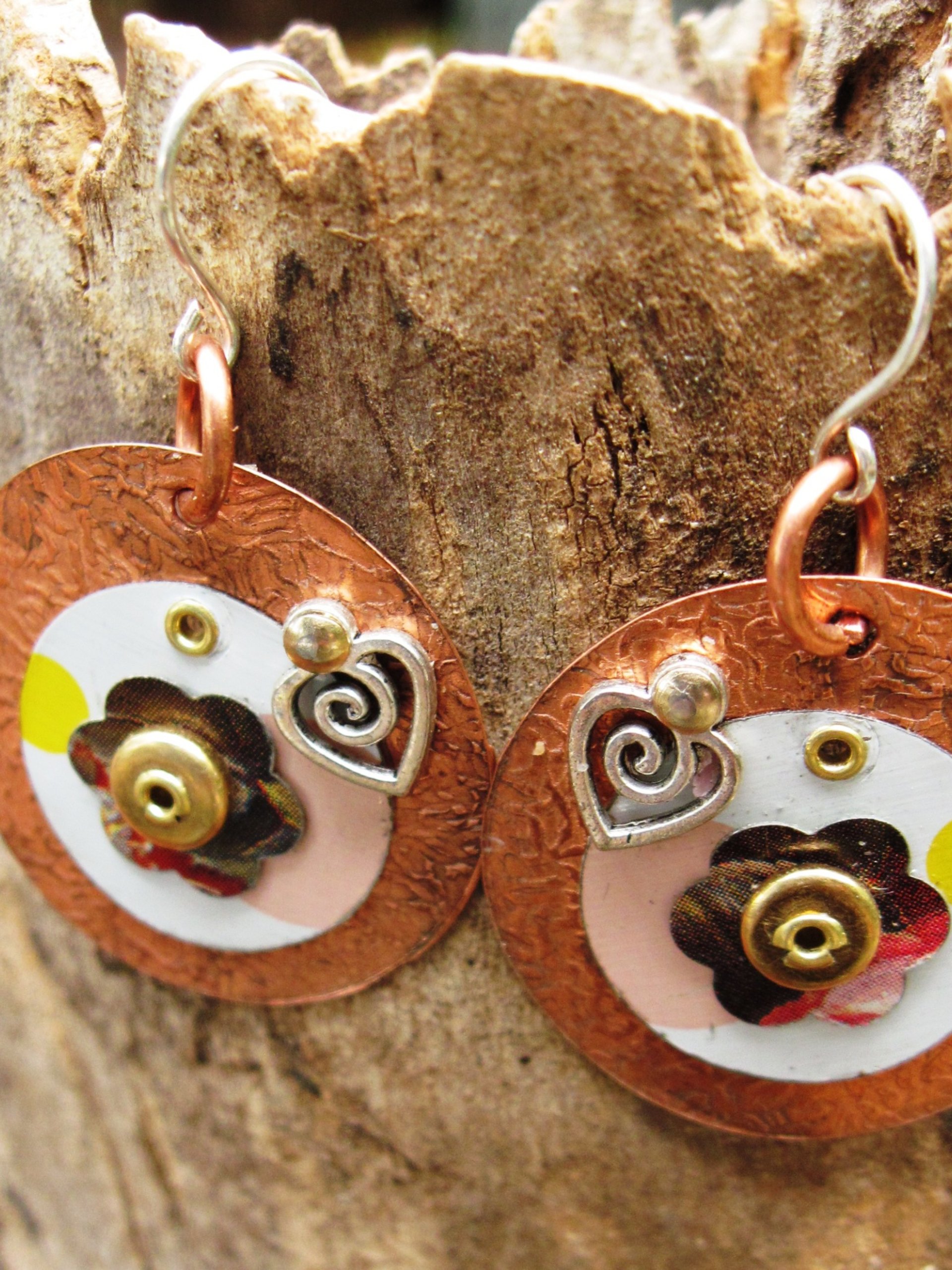 Tin and copper recycled earrings