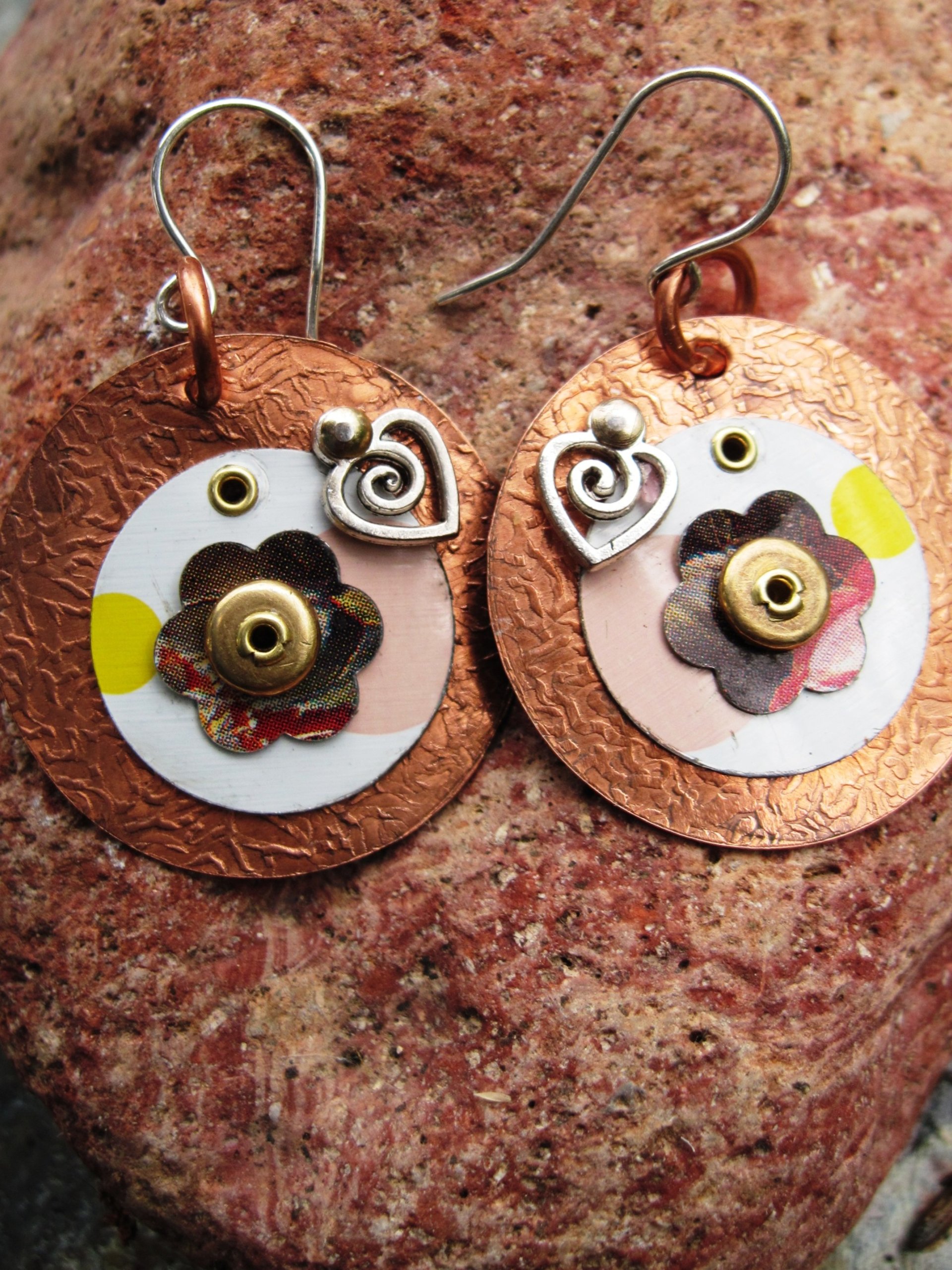 Tin and copper recycled earrings