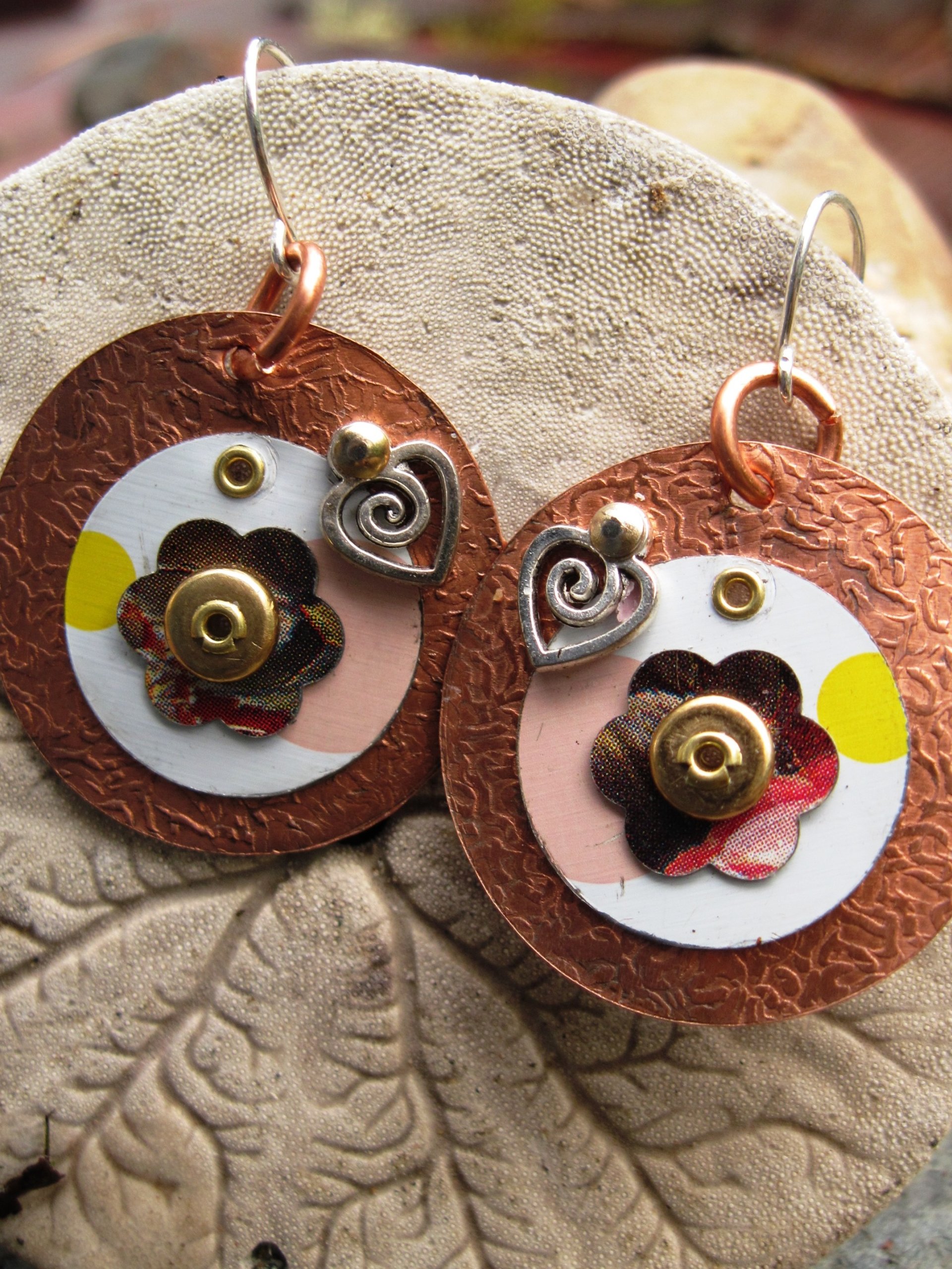 Tin and copper recycled earrings