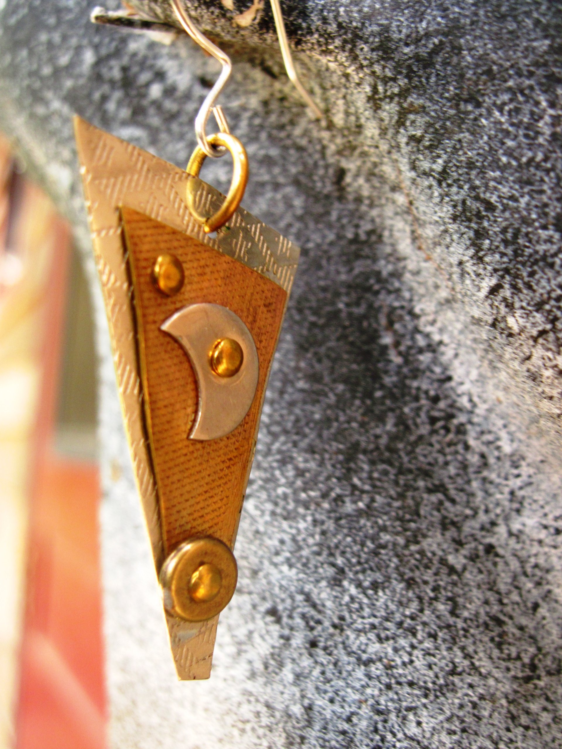 Mixed metal dangle earrings celestial star and moon