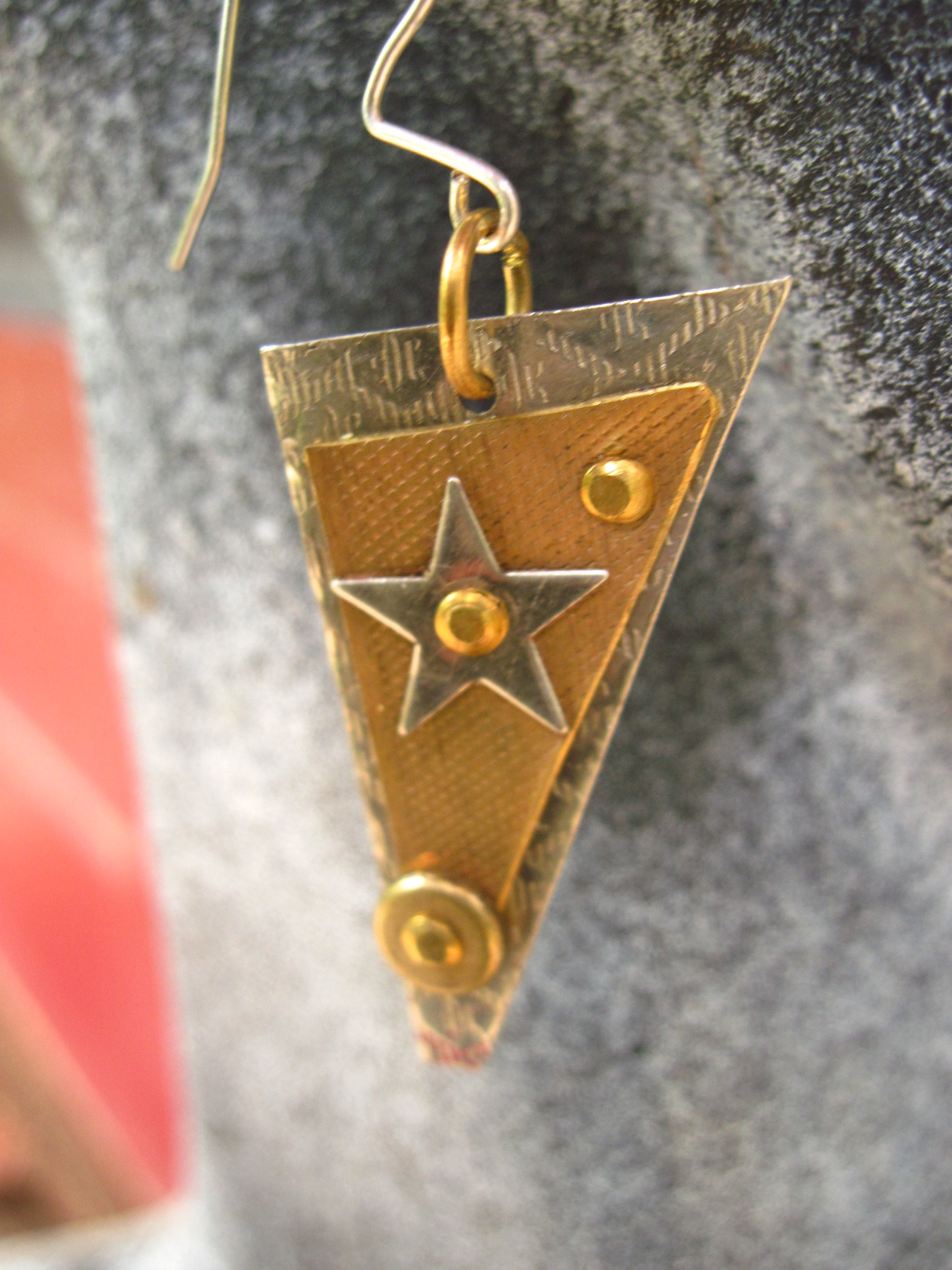 Mixed metal dangle earrings celestial star and moon