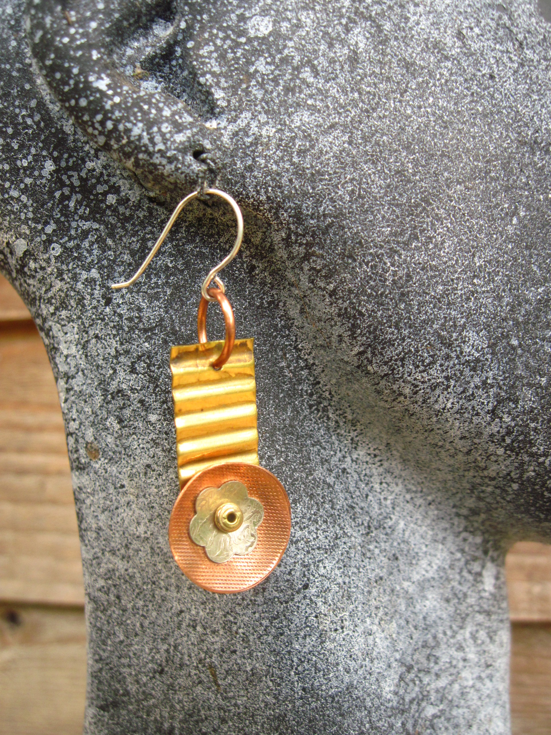 Dangle mixed metal statement earrings one of a kind