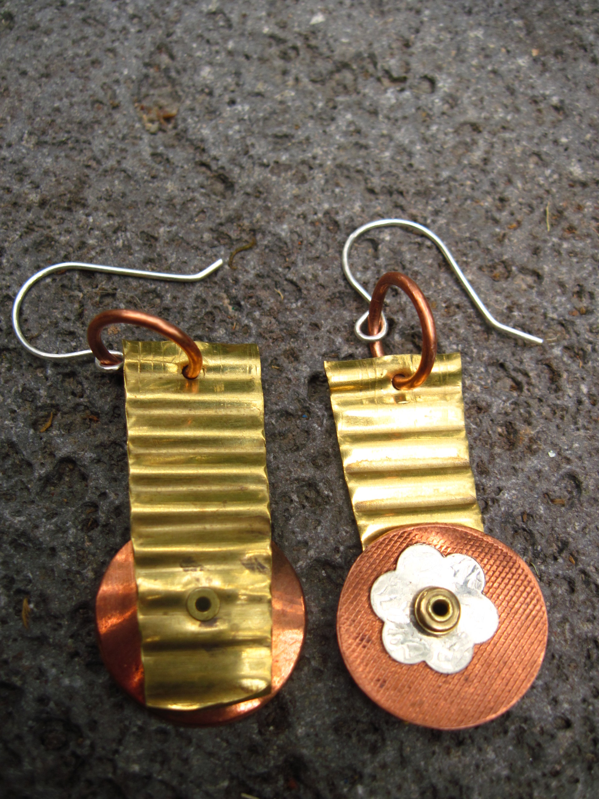 Dangle mixed metal statement earrings one of a kind