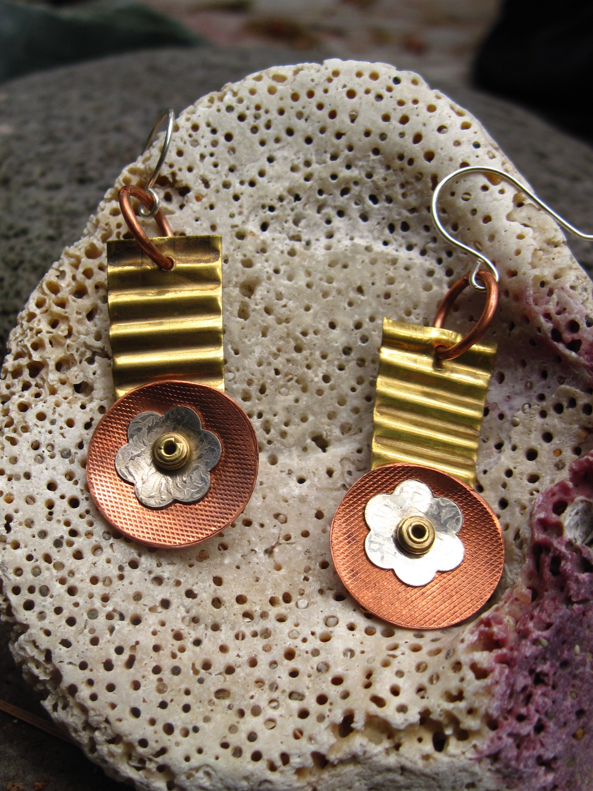 Dangle mixed metal statement earrings one of a kind