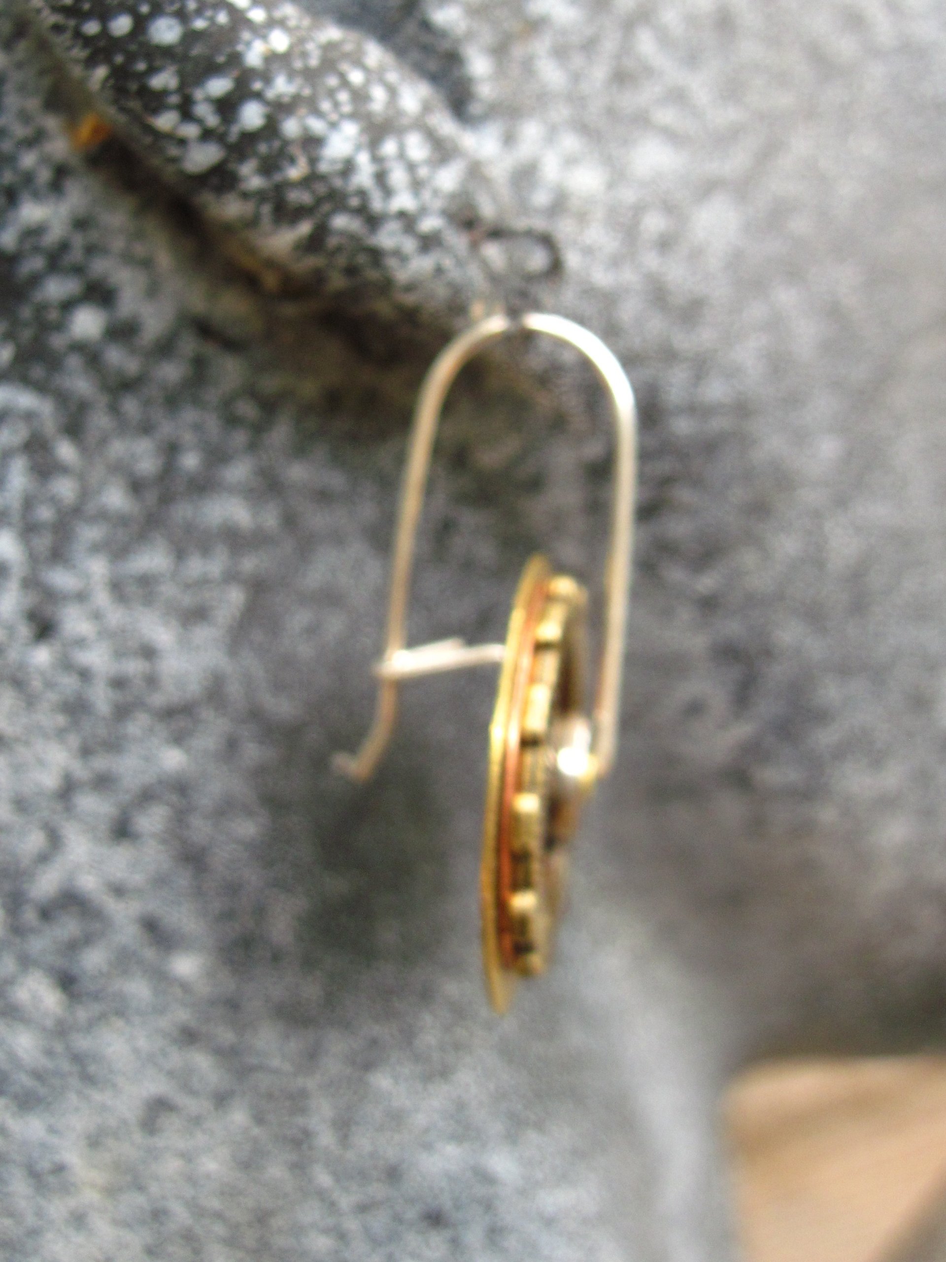 Steampunk latchback mixed metal gear earrings