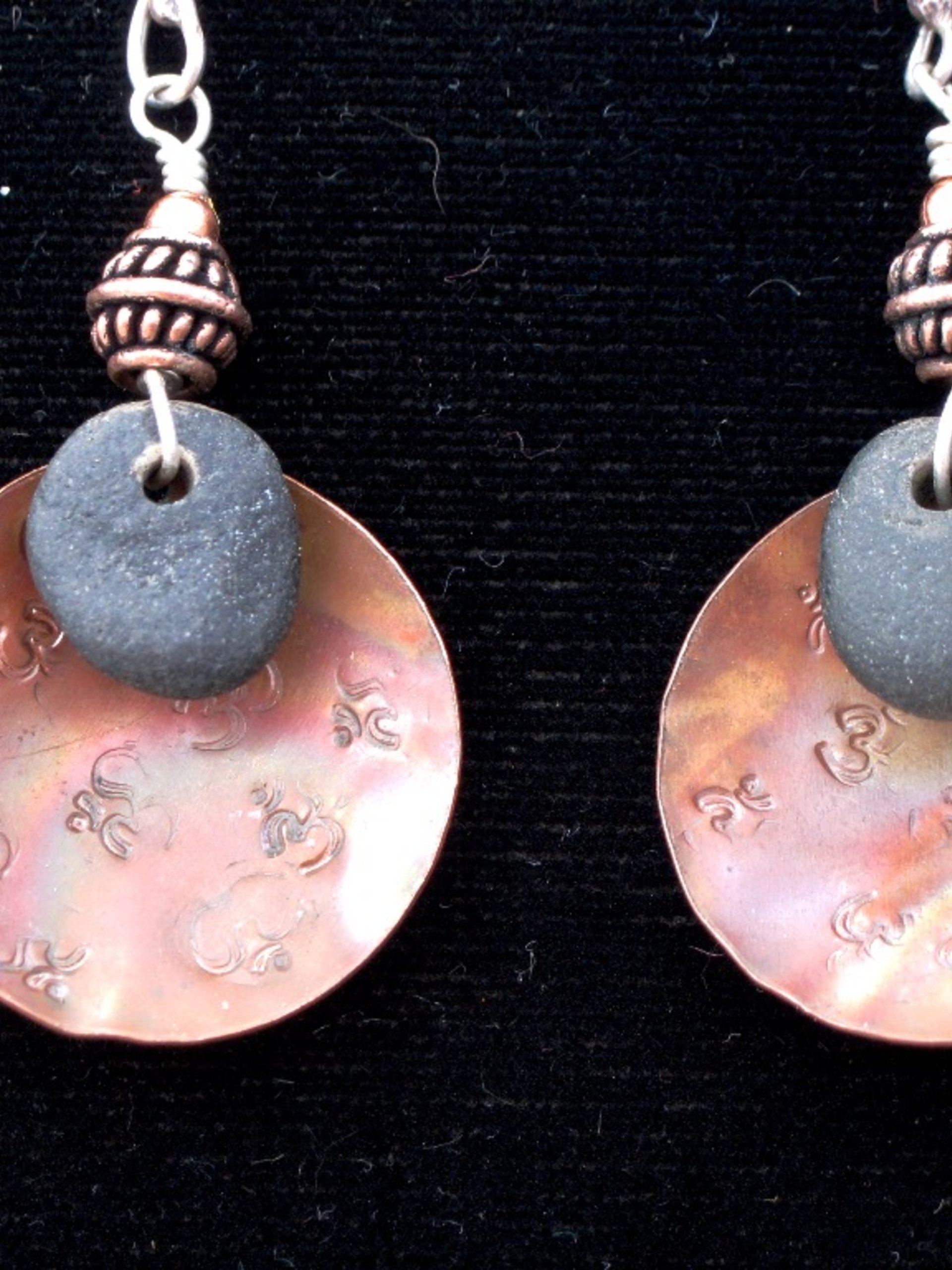 Handmade natural stone and copper earrings