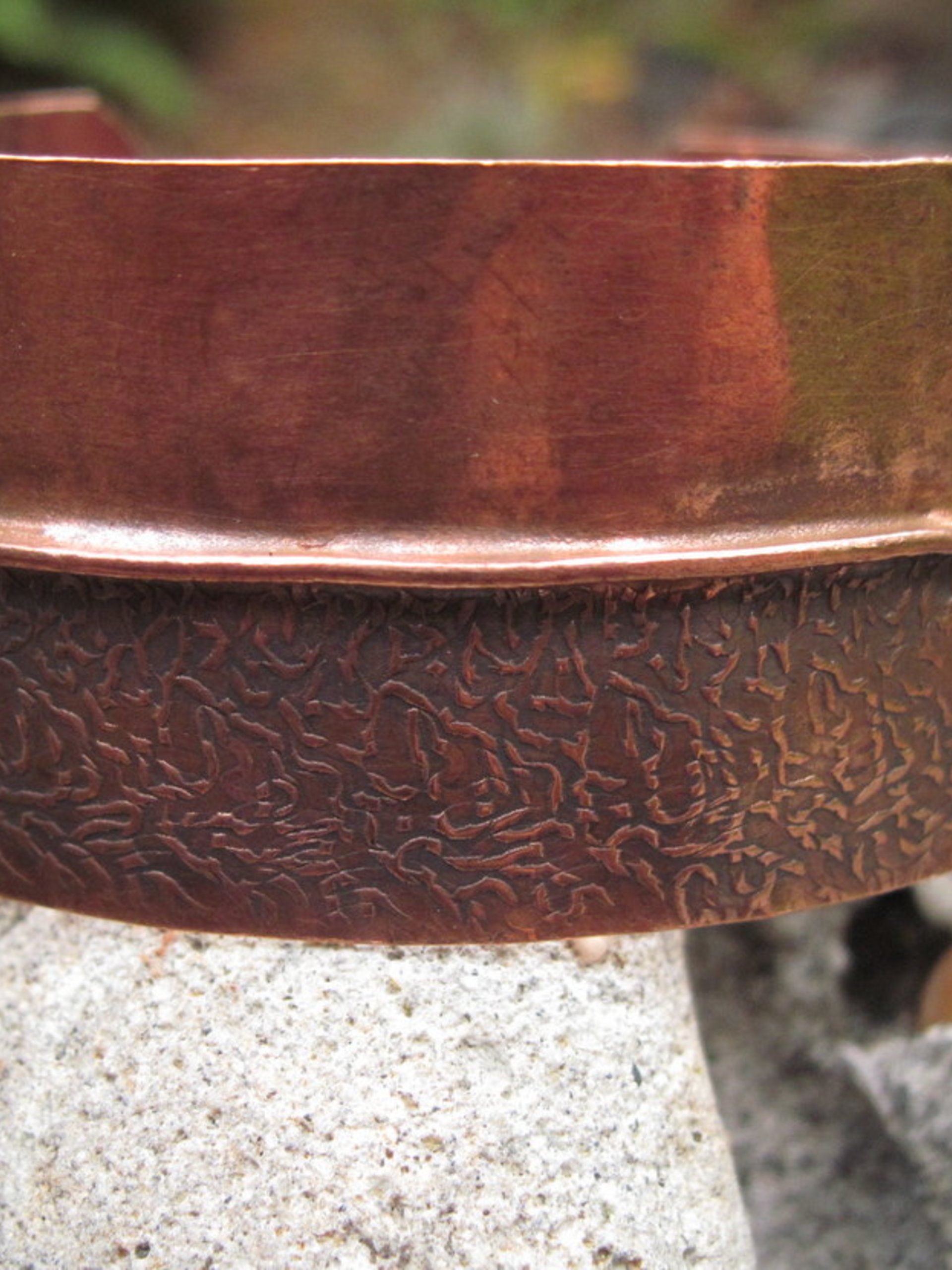 Wide copper fold form cuff bracelet