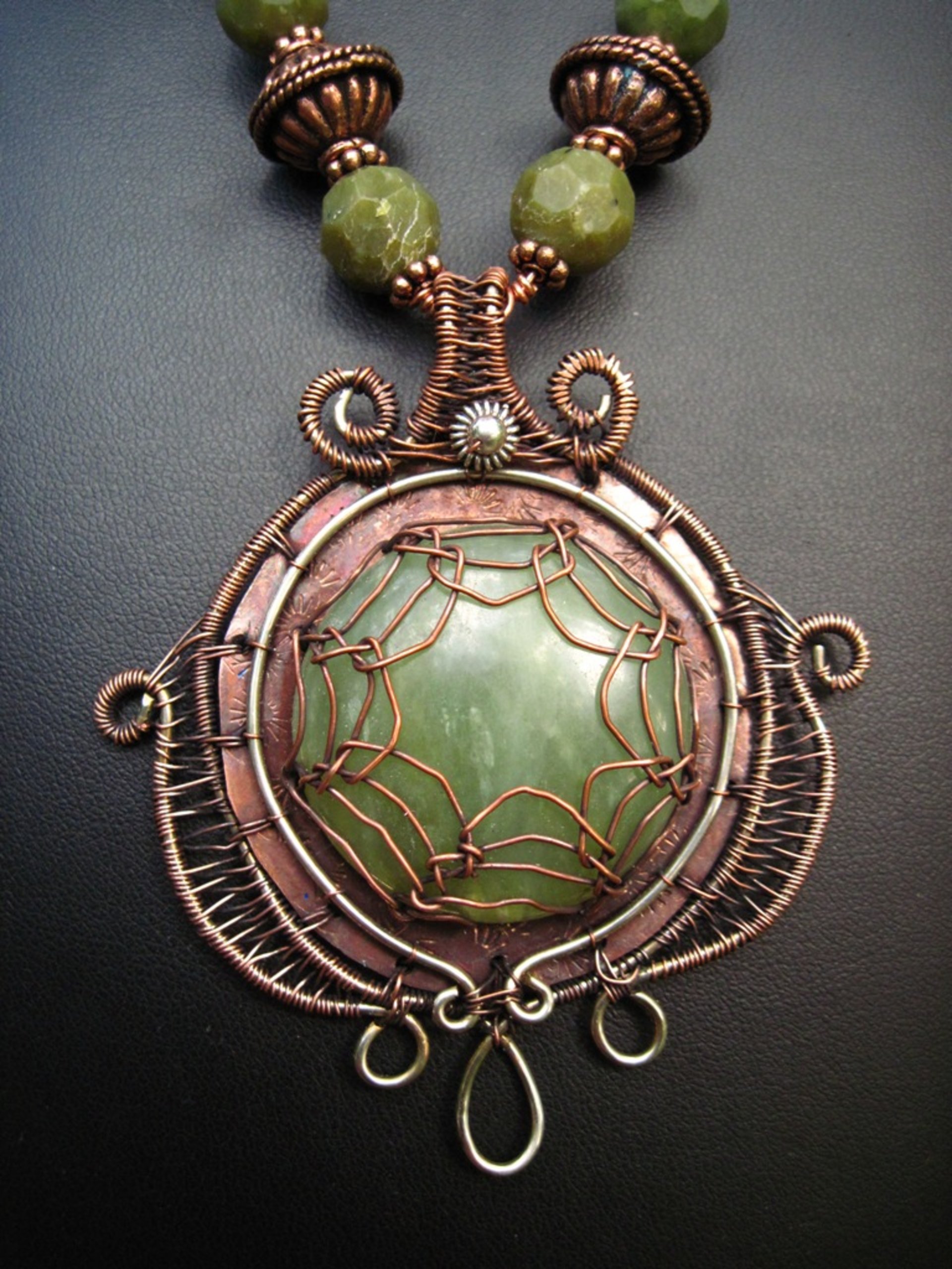 Gemstone mixed metal necklace with viking knit chain