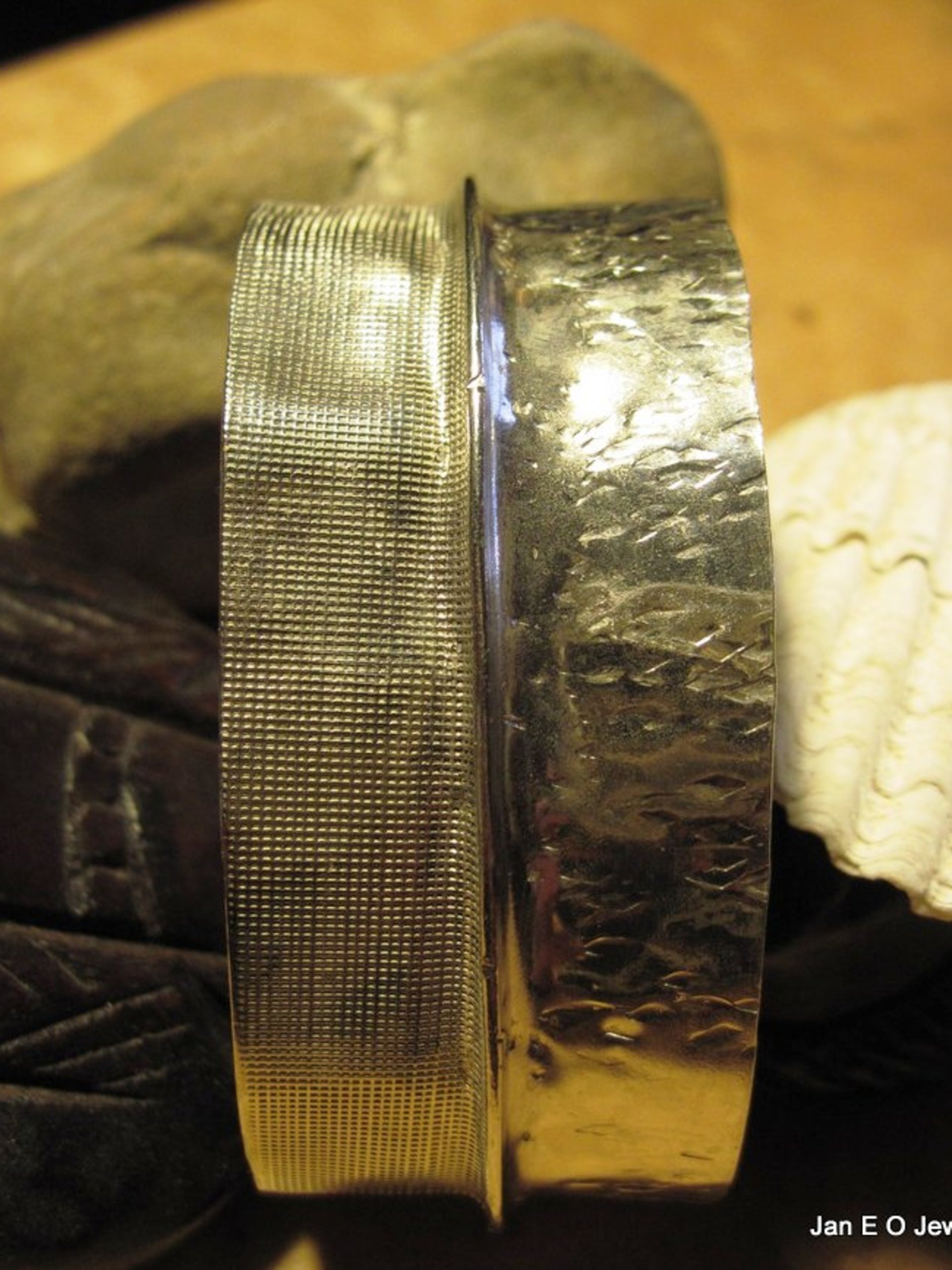 German silver fold form tribal forged bangle cuff