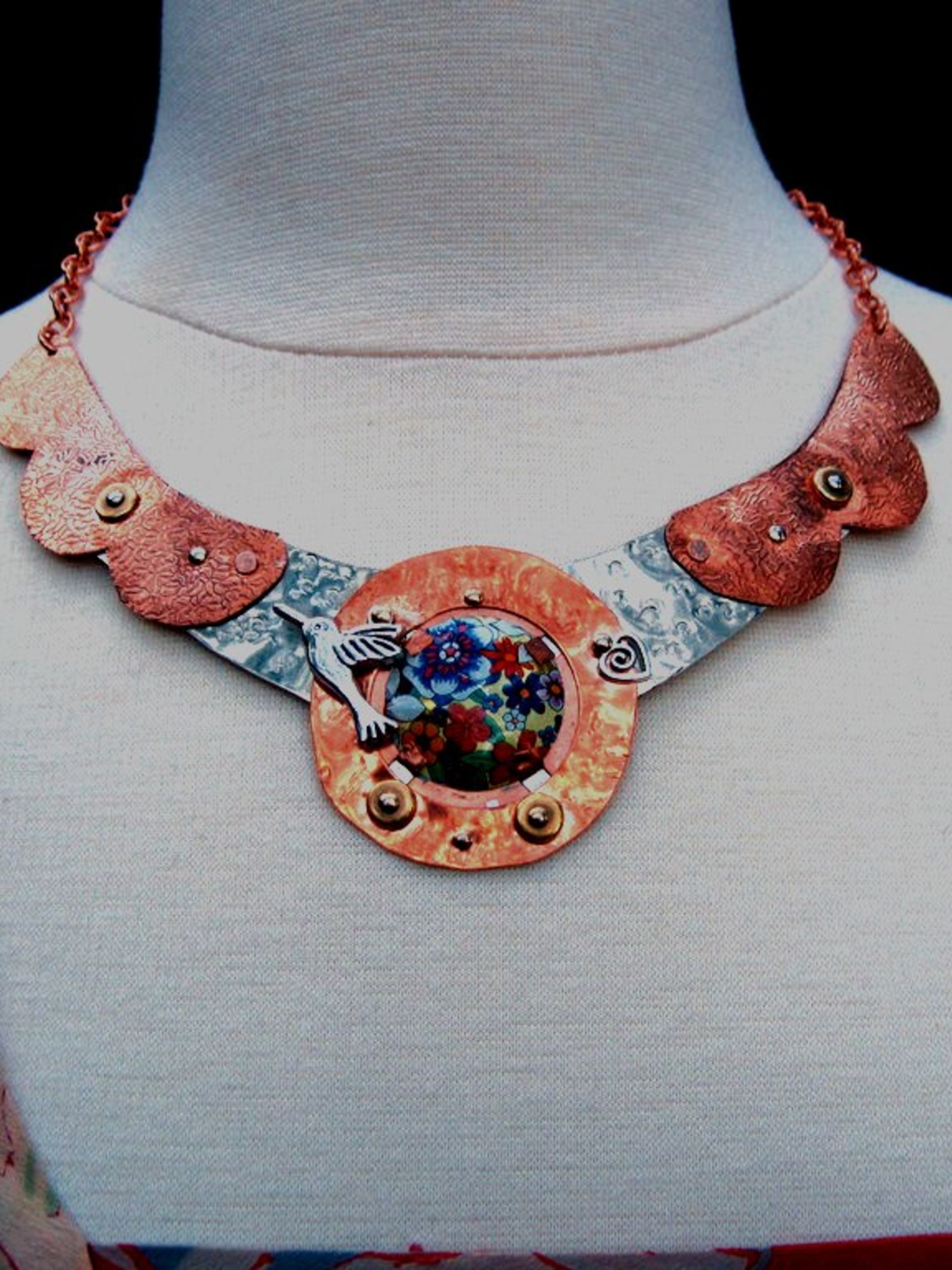 ReArt Tin and Mixed Metal  Hummingbird Breastplate