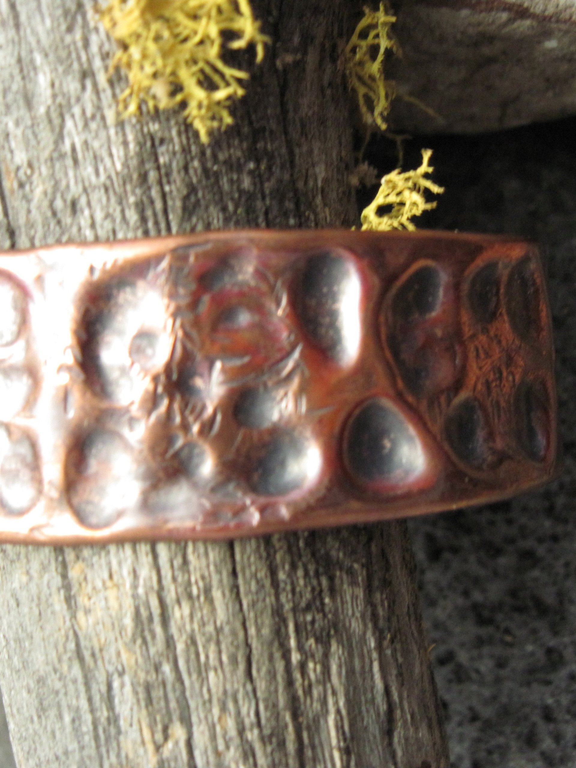 Tribal fold form copper cuff bracelet