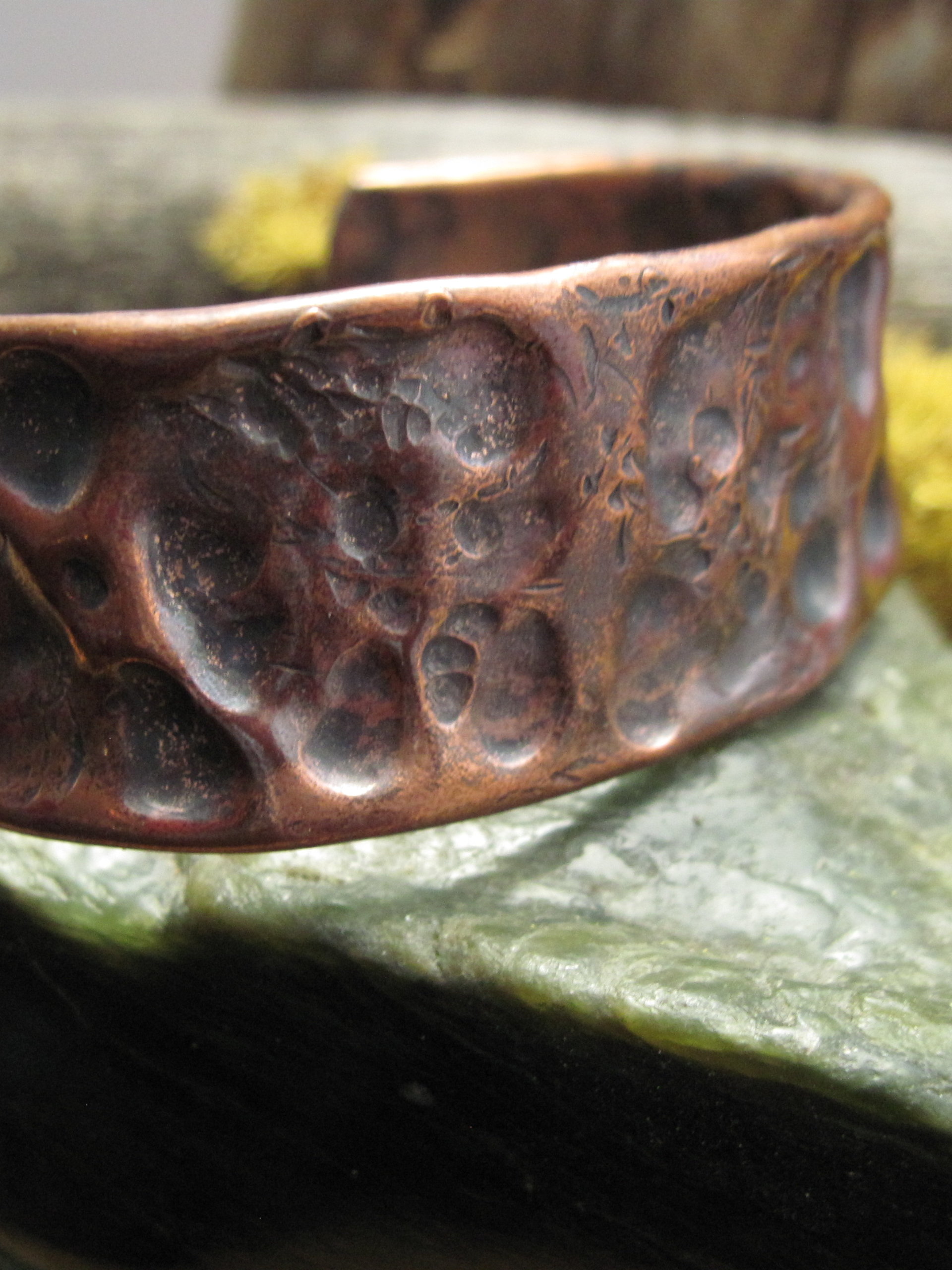 Tribal fold form copper cuff bracelet