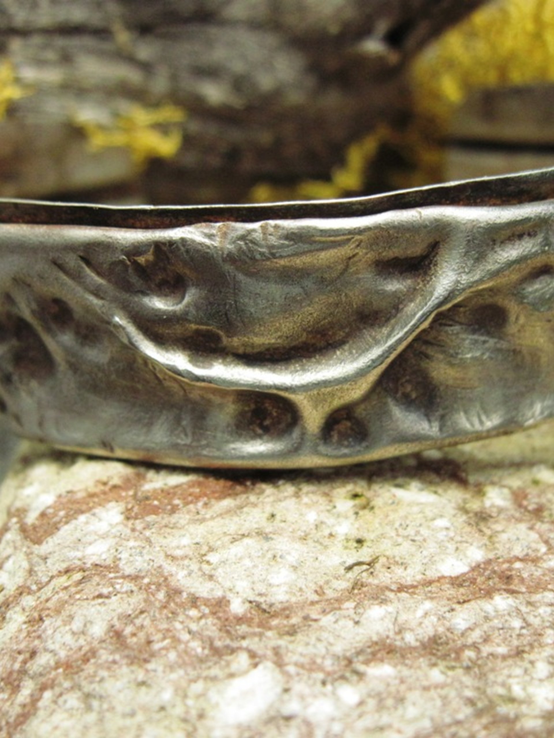 German Silver Primitive Boho Tribal Fold Form Cuff