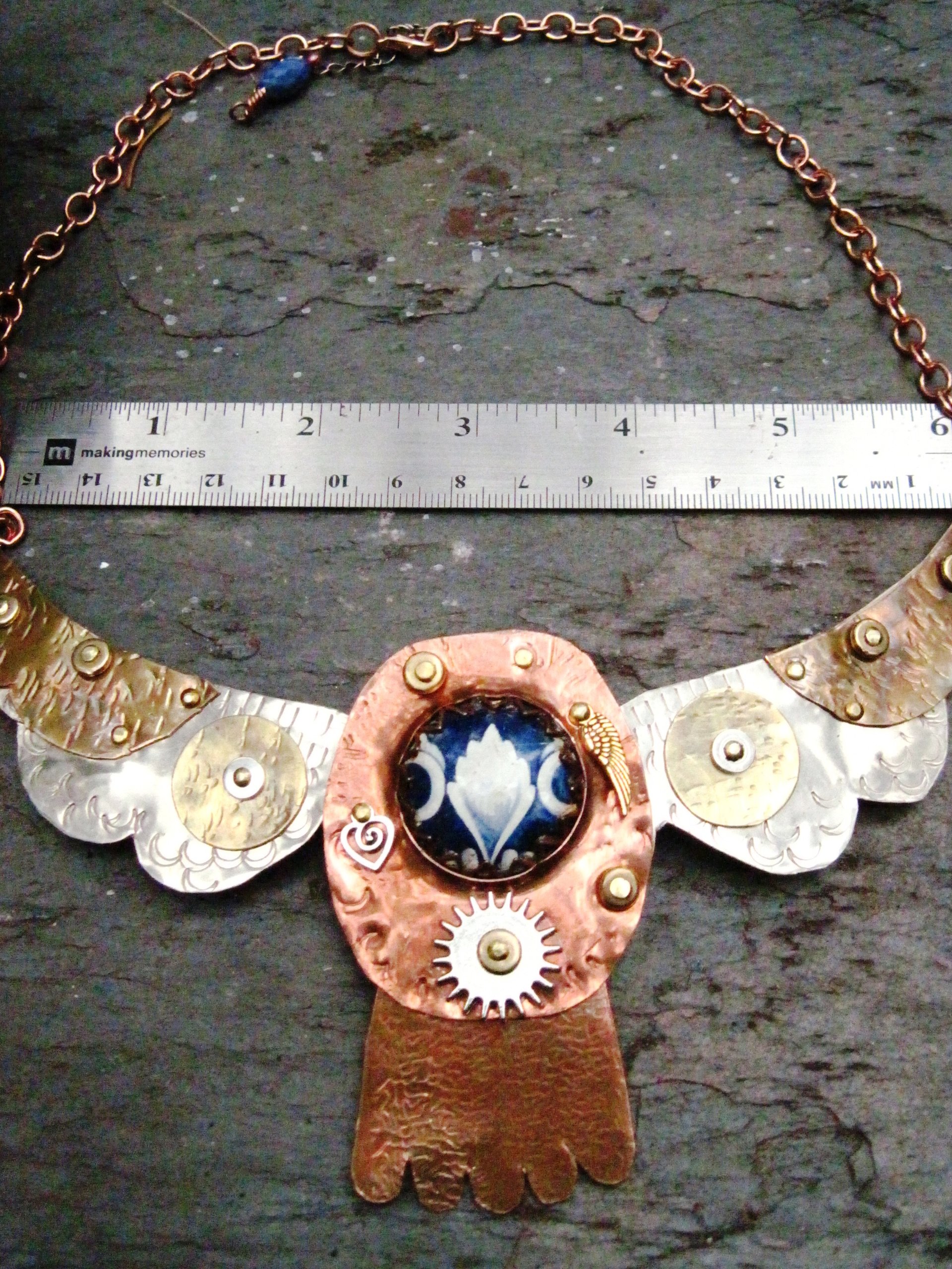 Tribal Winged Mixed Metals Statement Necklace