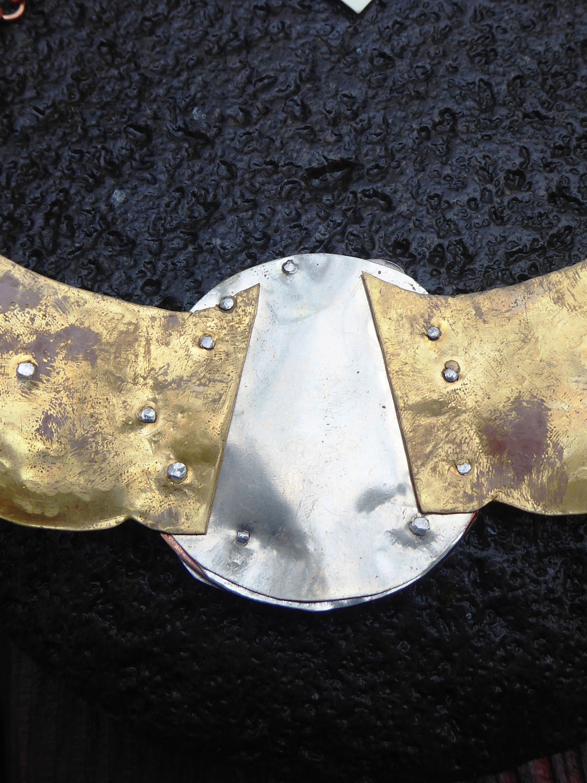 Steampunk winged mixed metal recycled breastplate neckpiece one of a kind statem