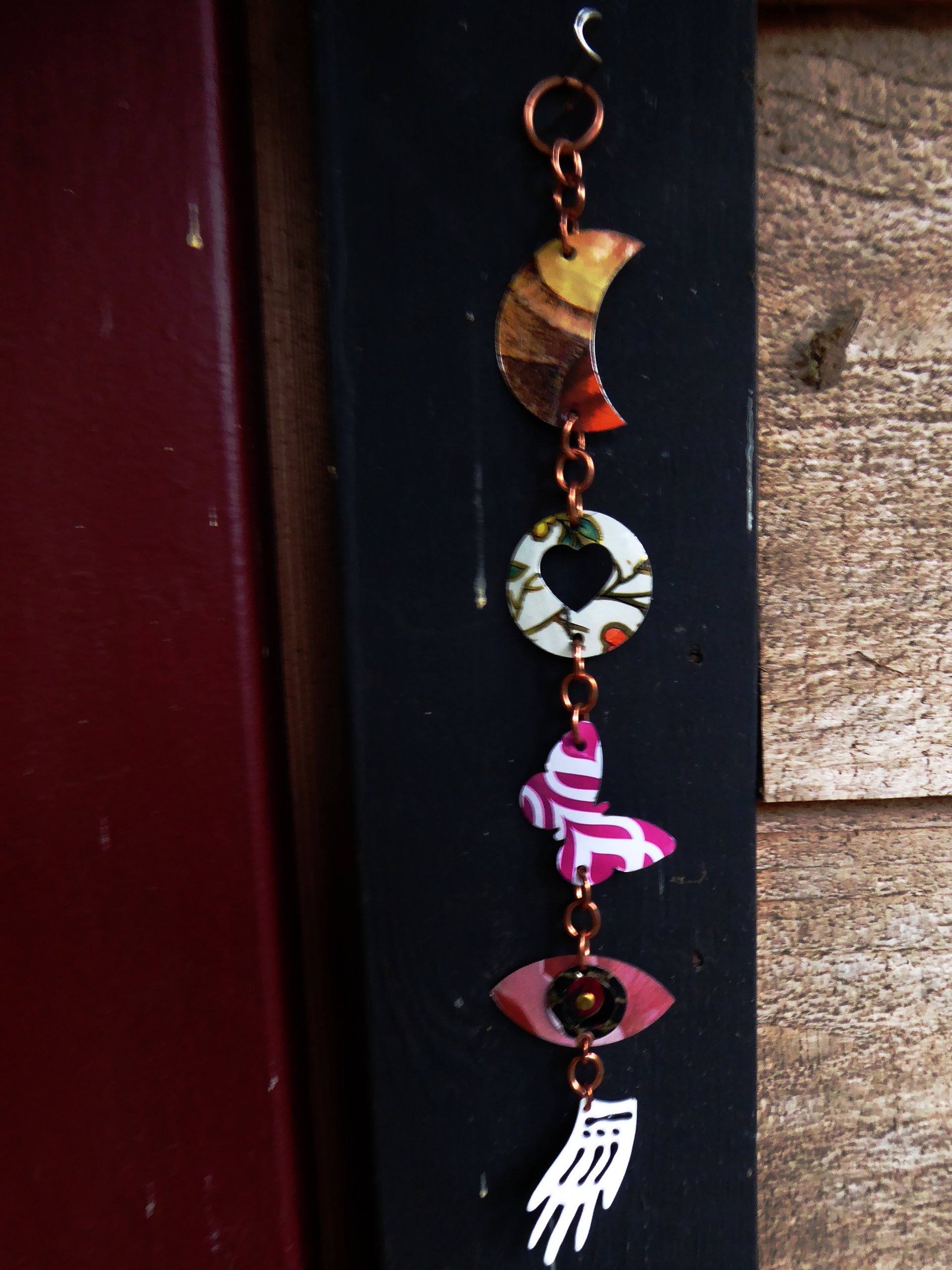 Tin talisman good luck charm small wall hanging