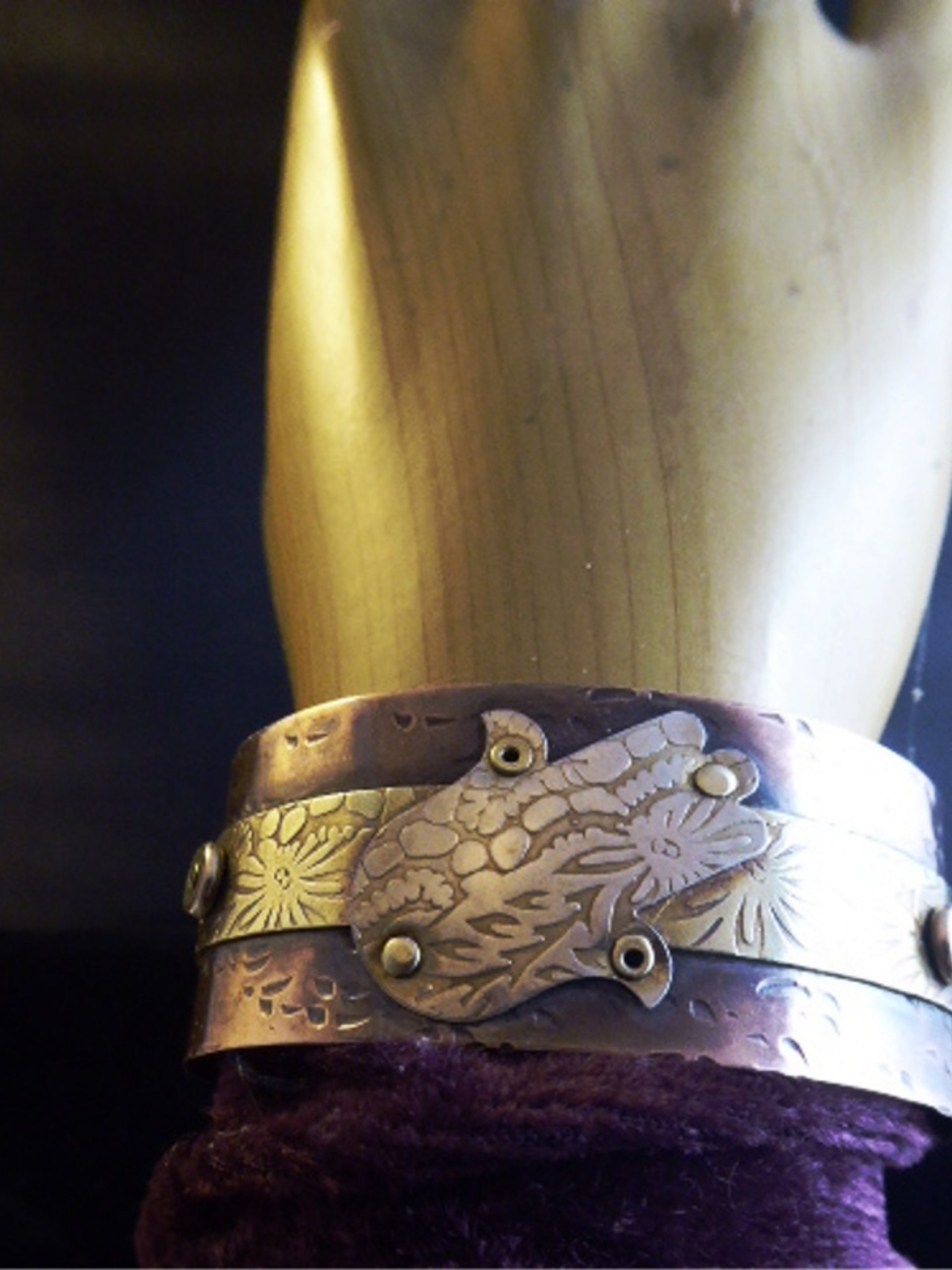 Mixed metal Hamsa Hand of Protection cuff bracelet