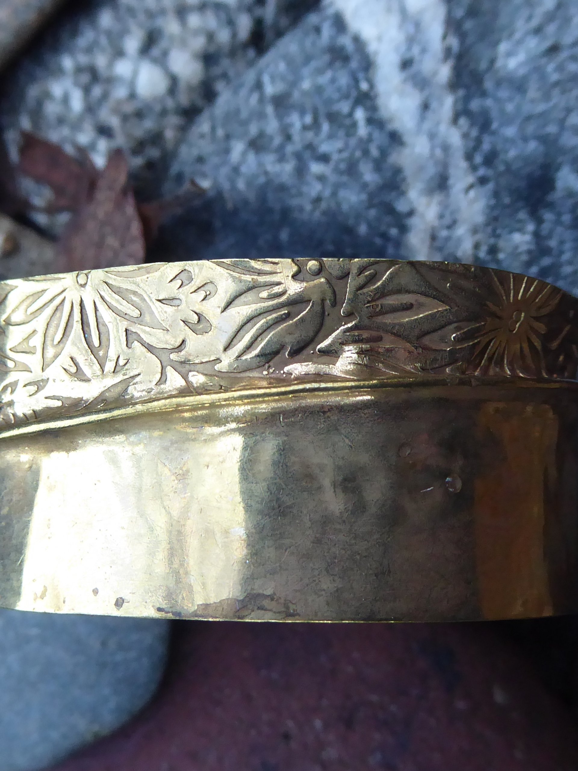 Handmade fold formed bronze cuff bracelet tribal design