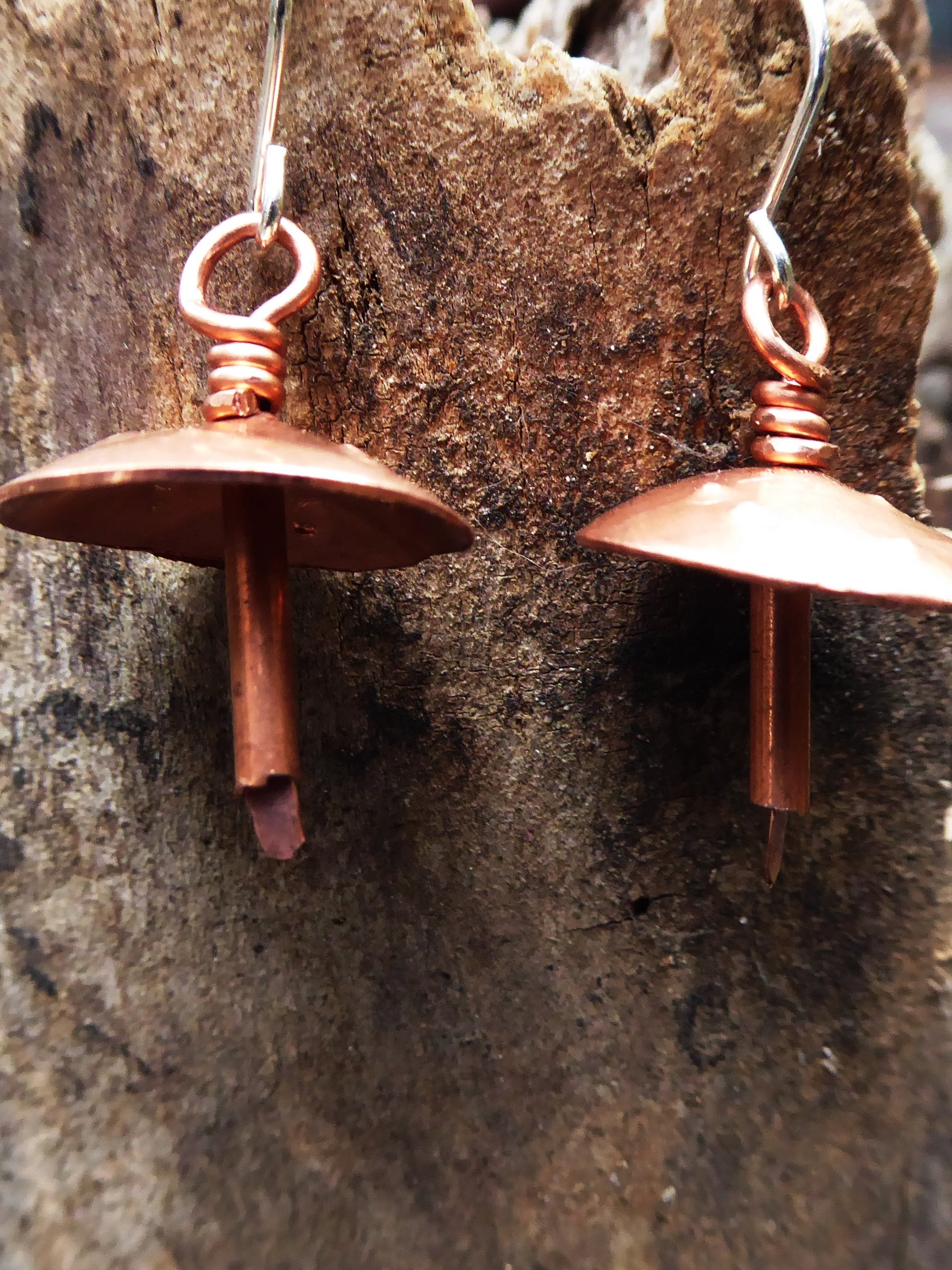 Fabulous fungi copper mushroom earrings