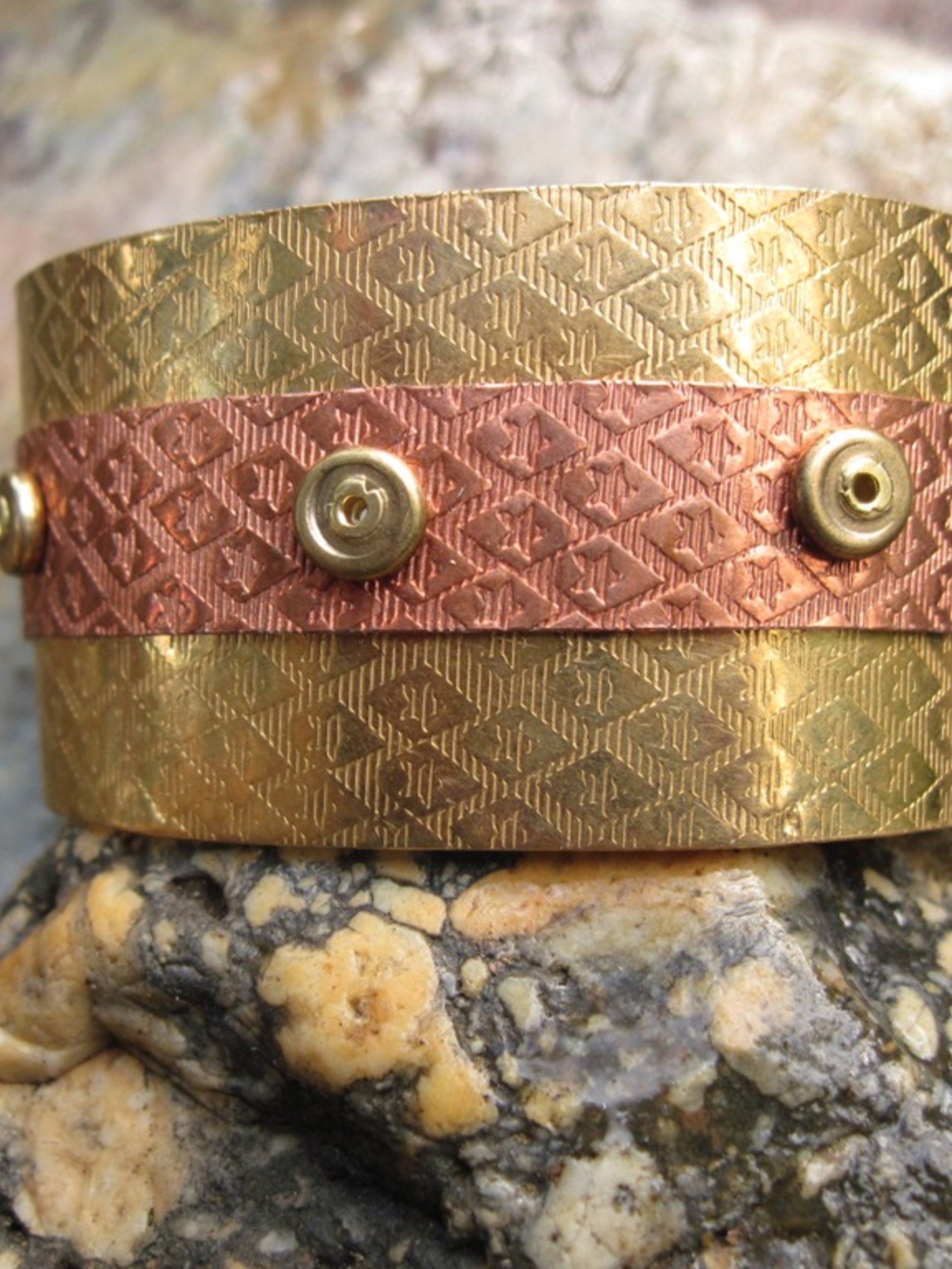 Mixed metal nugold and copper cuff - small
