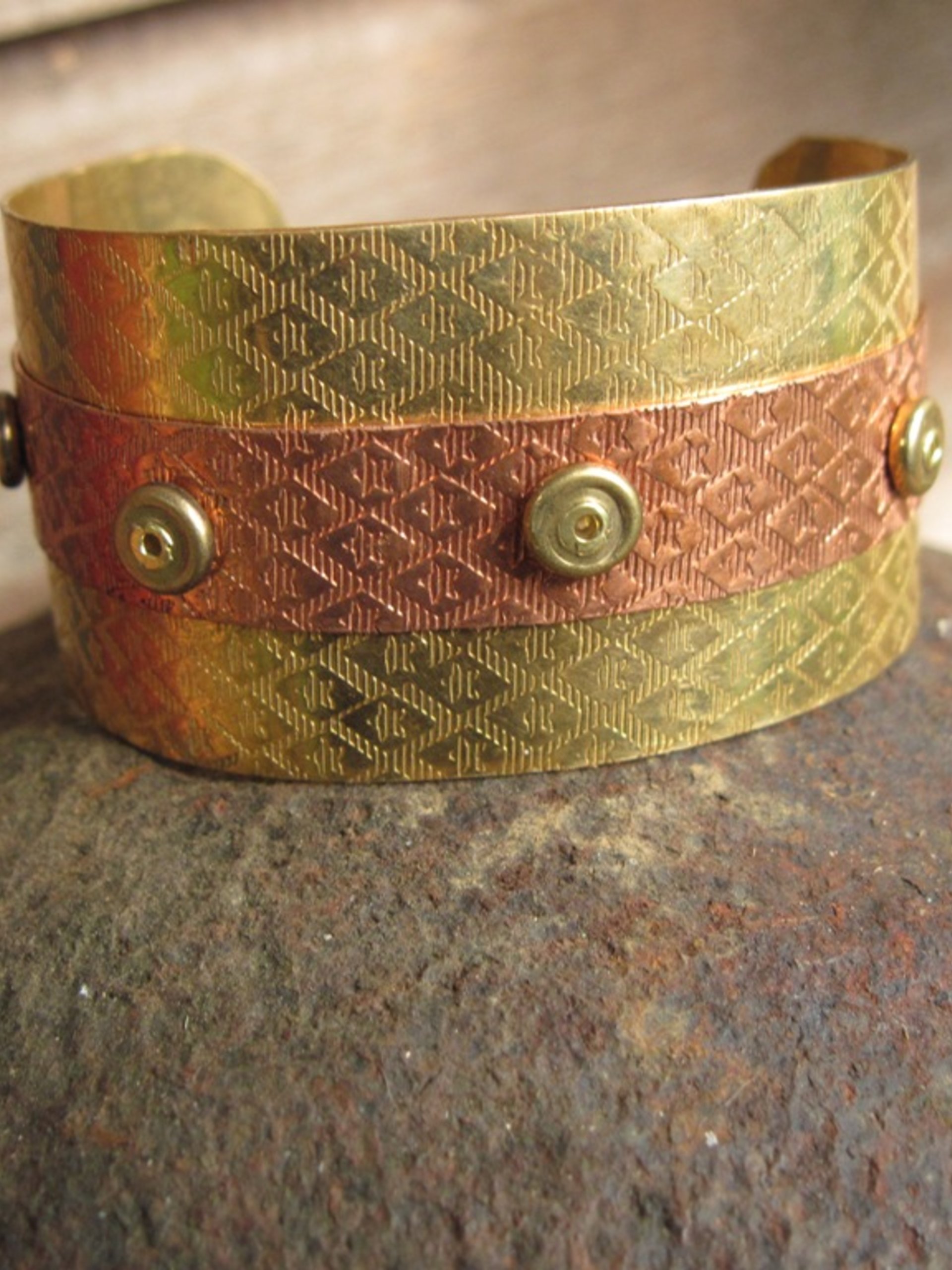 Mixed metal nugold and copper cuff - small