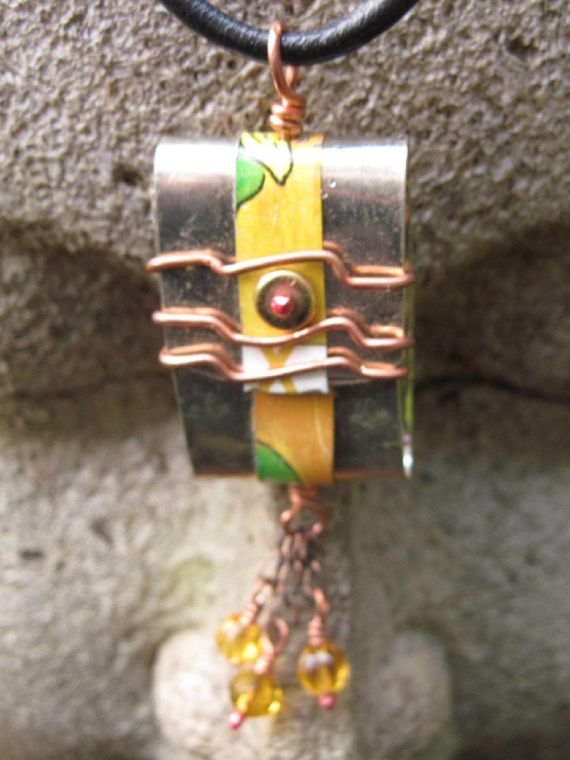 Tibetan inspired zen prayer package German silver pendant with word Joy