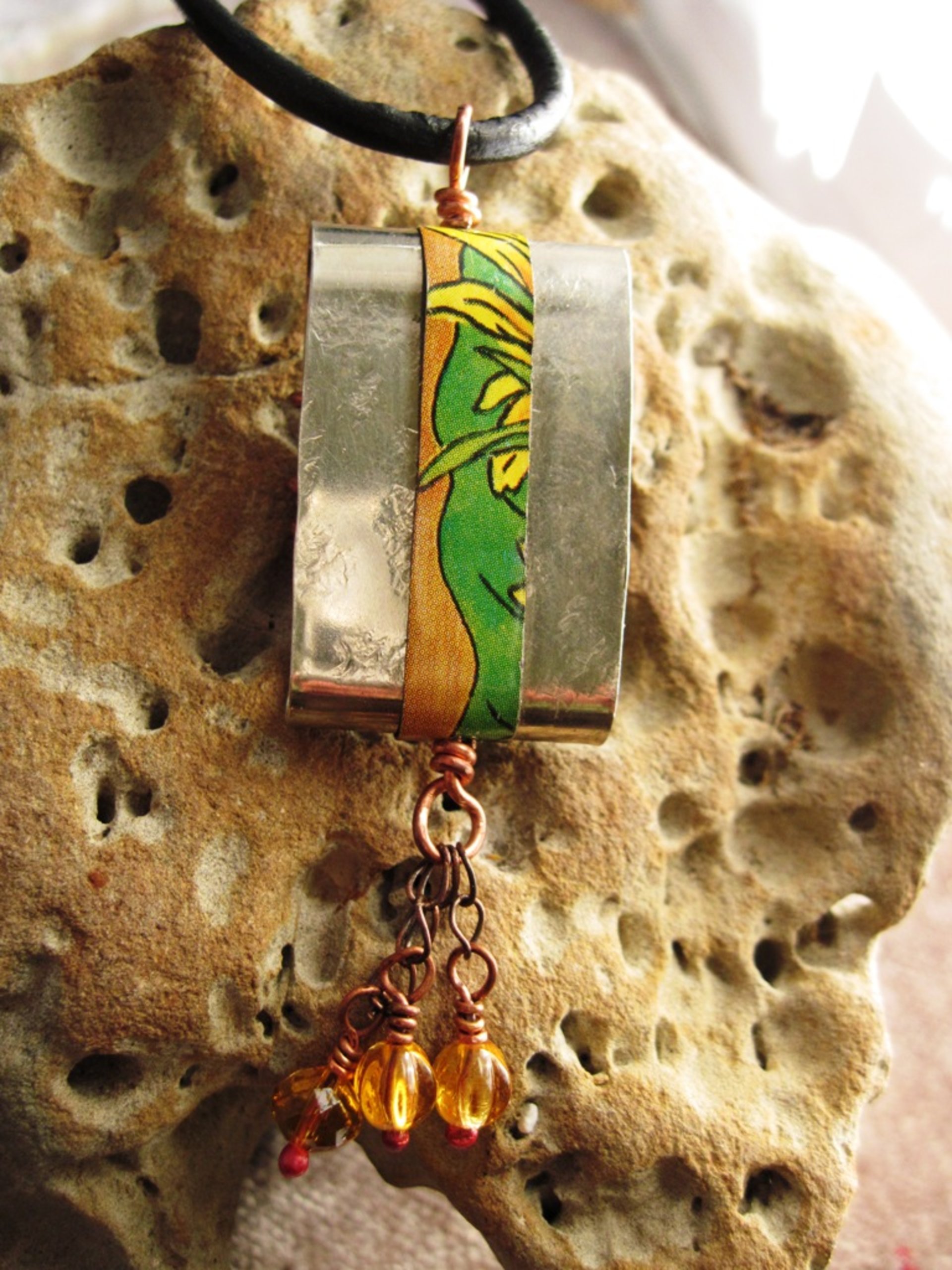 Tibetan inspired zen prayer package German silver pendant with word Joy