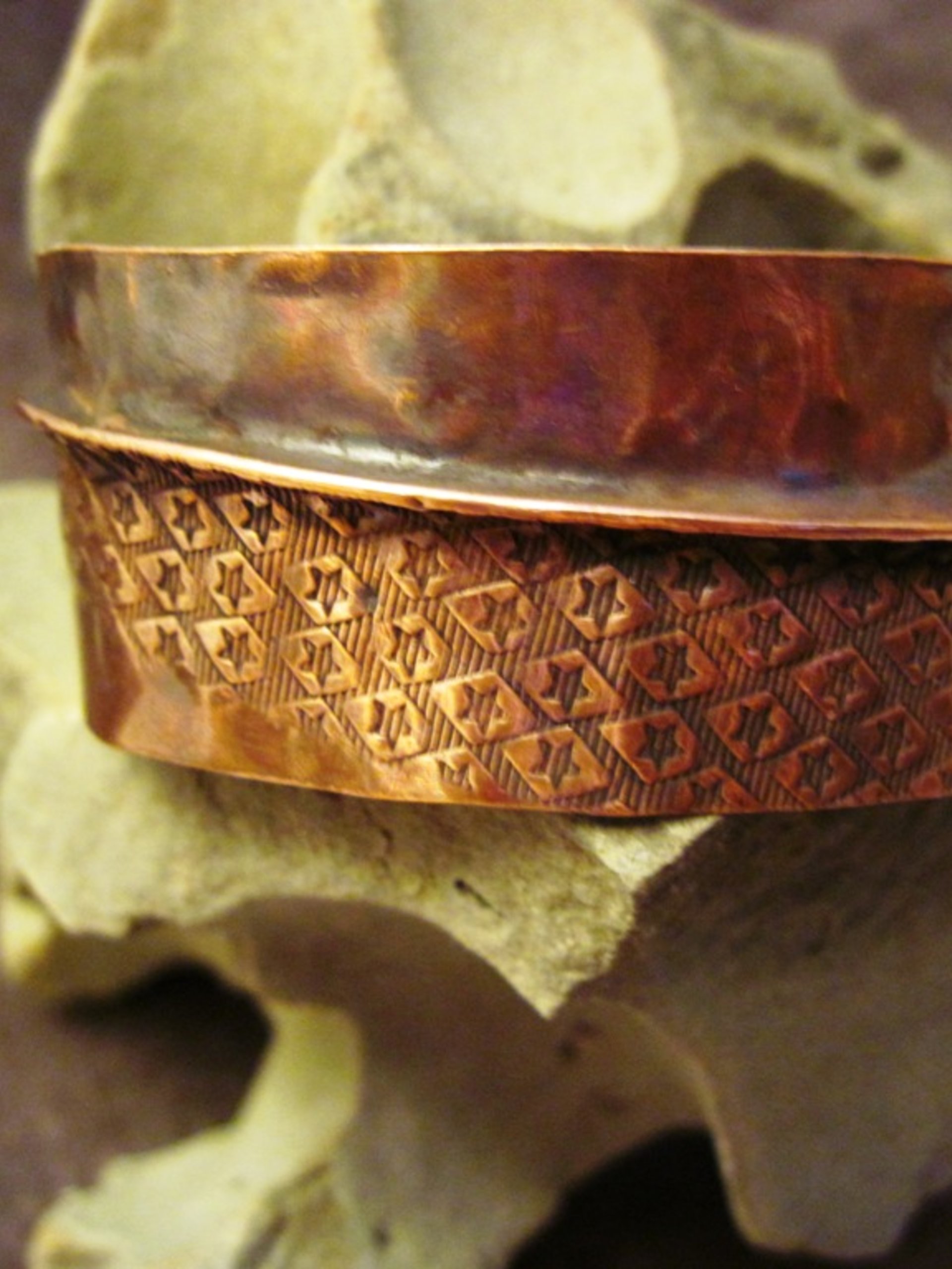 Tribal organic primitive fold form copper cuff