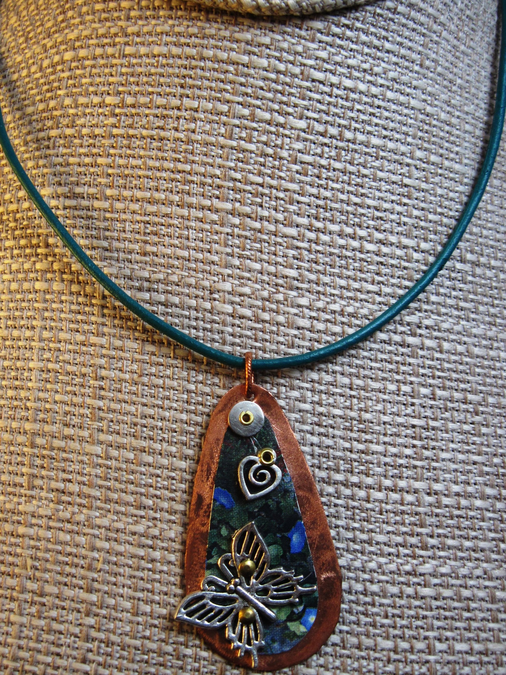 Mixed metal tin and copper butterfly  Trashy Tinsel  pendant