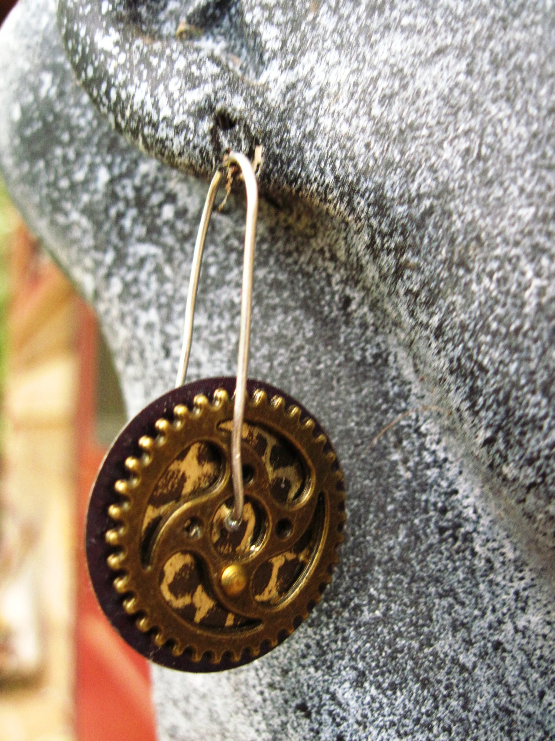 Steampunk gear tin earrings