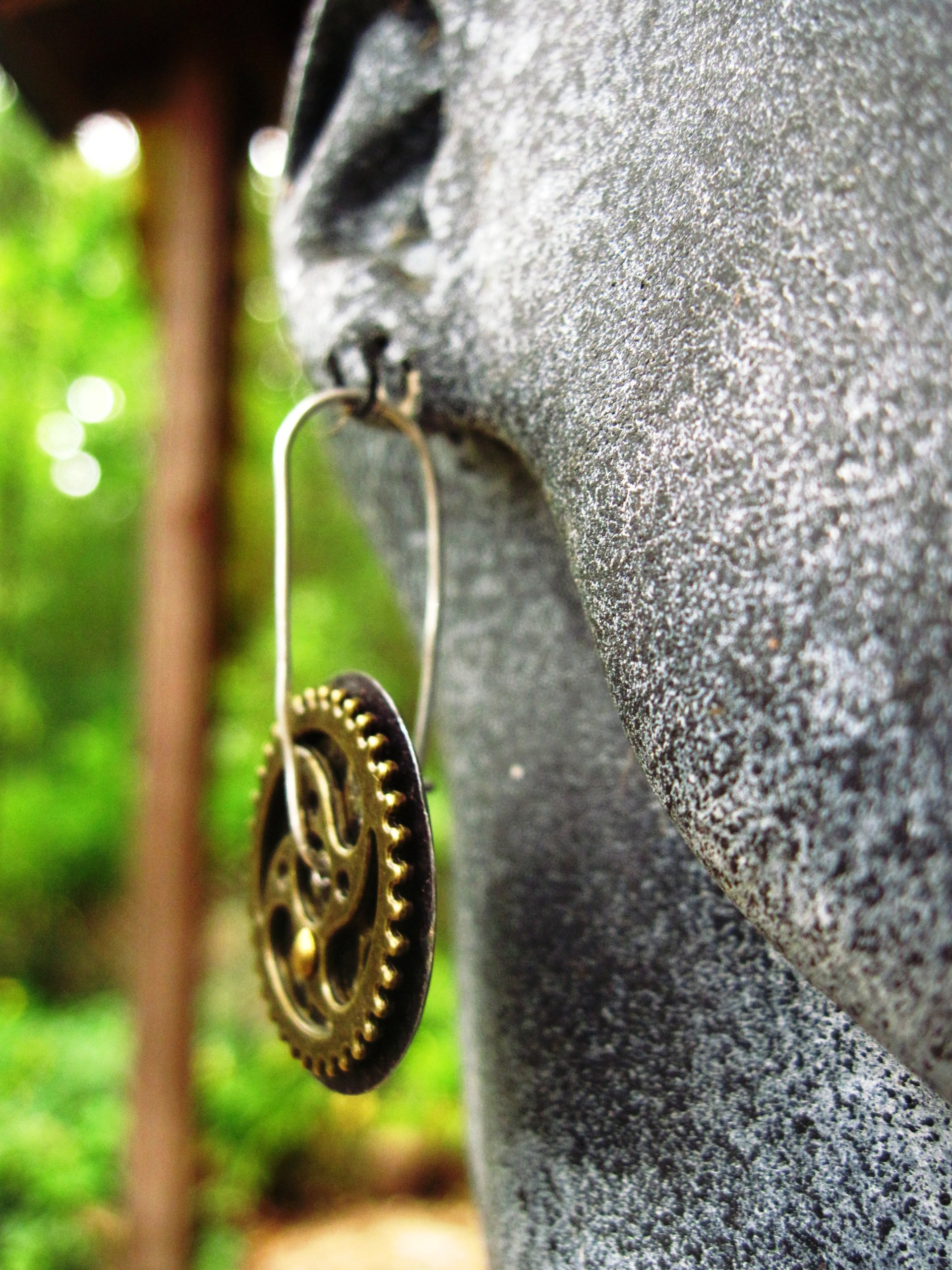 Steampunk gear tin earrings