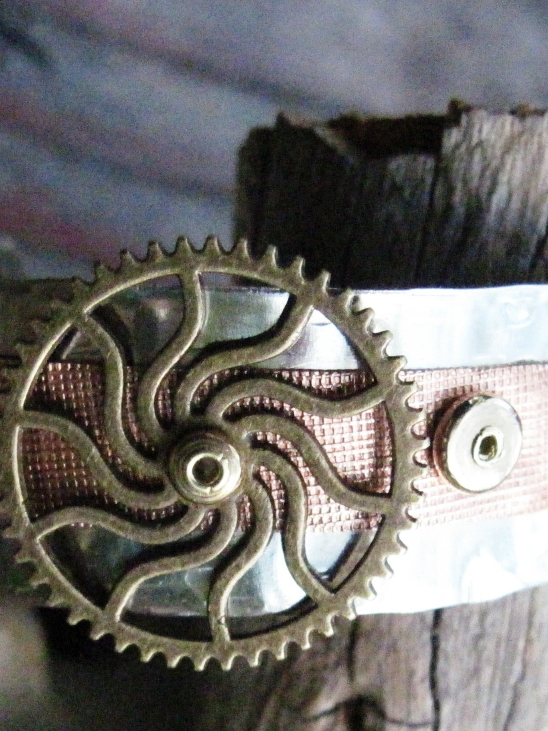 Mixed metal steampunk unisex cuff