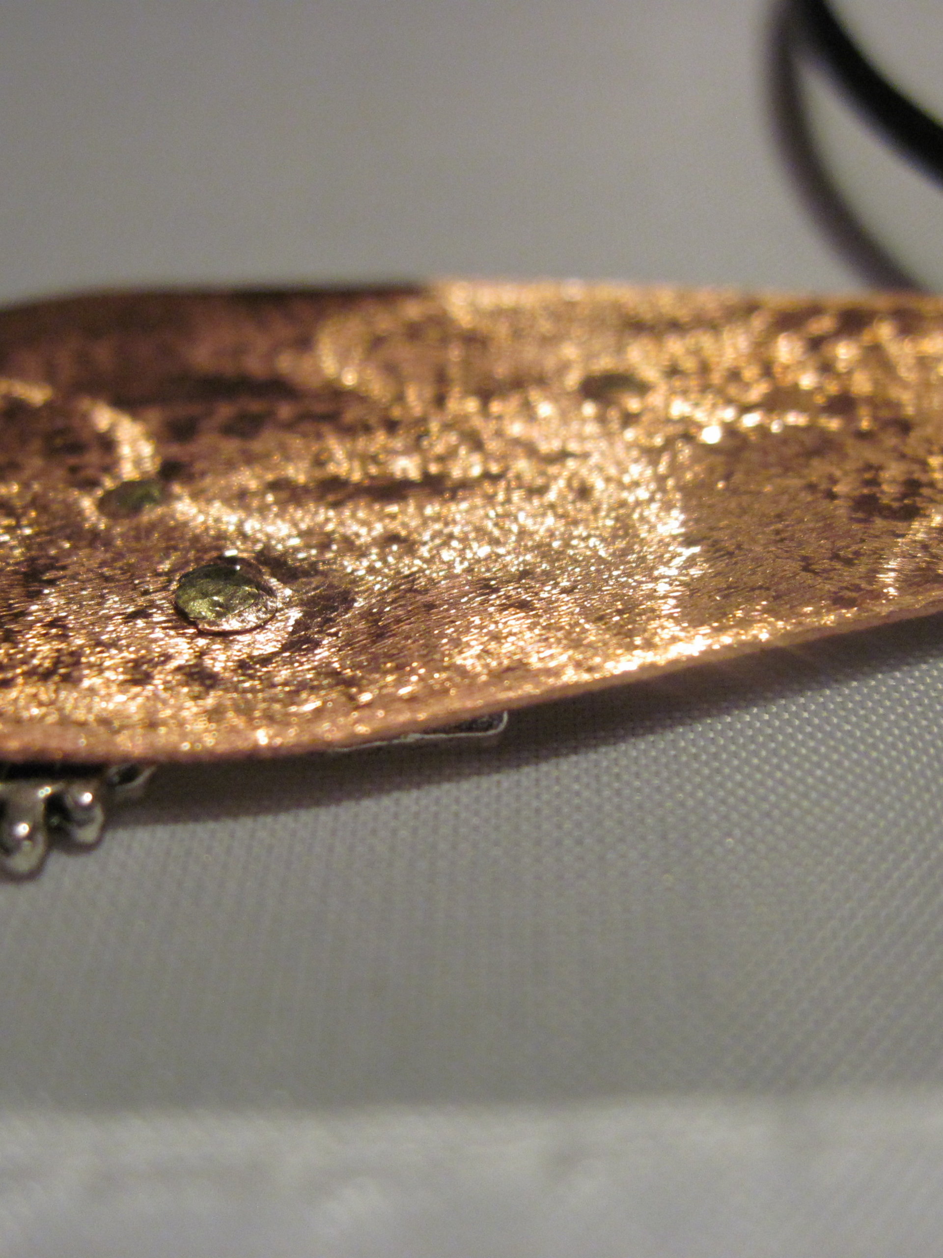Recycled tin copper pendant with butterfly, gear, heart