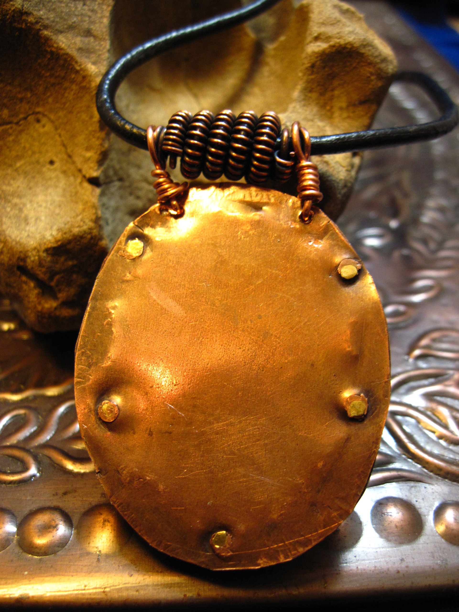 Tribal Copper and Agate Tree of Life Agate Pendant