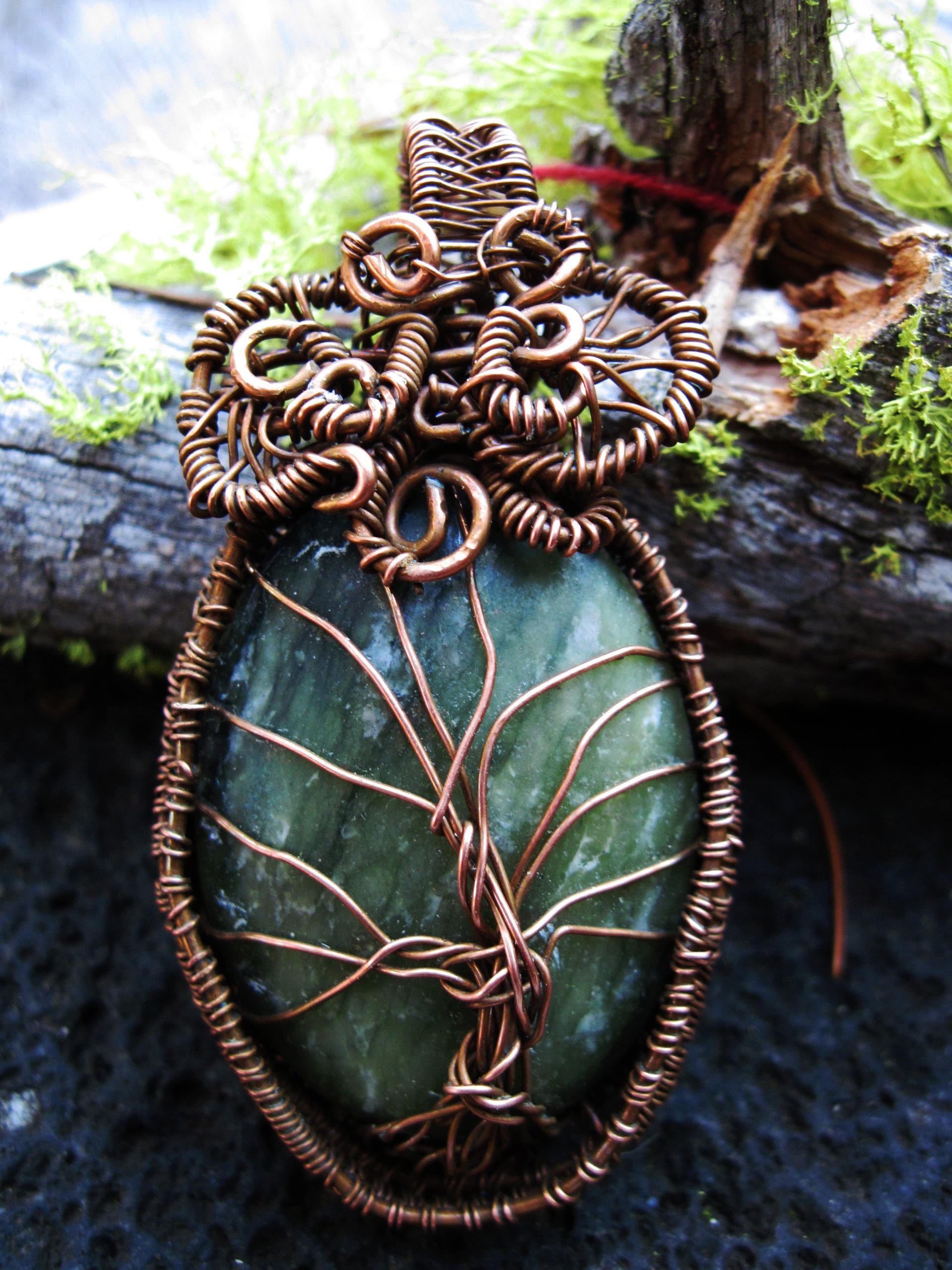 Jasper Tree of Life Pendant Copper