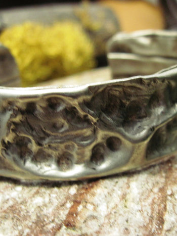 Fold form German silver cuff bracelet