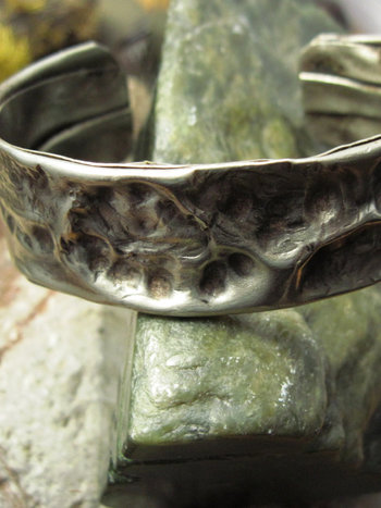 Fold form German silver cuff bracelet