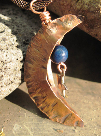 moon gemstone copper pendant