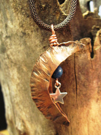moon gemstone copper pendant