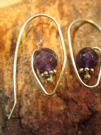 Amethyst gemstone and sterling hoop