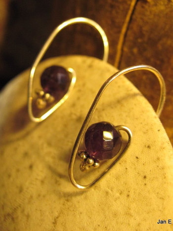 Amethyst gemstone and sterling hoop
