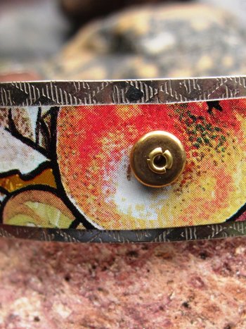 mixed metal recycled tin and silver repurposed cuff