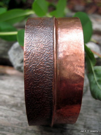 Wide copper fold form cuff bracelet